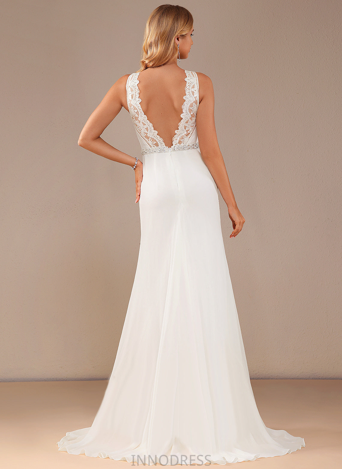 Train Court Chiffon With Lace Wedding Trumpet/Mermaid Beading High Diana Dress Neck Wedding Dresses