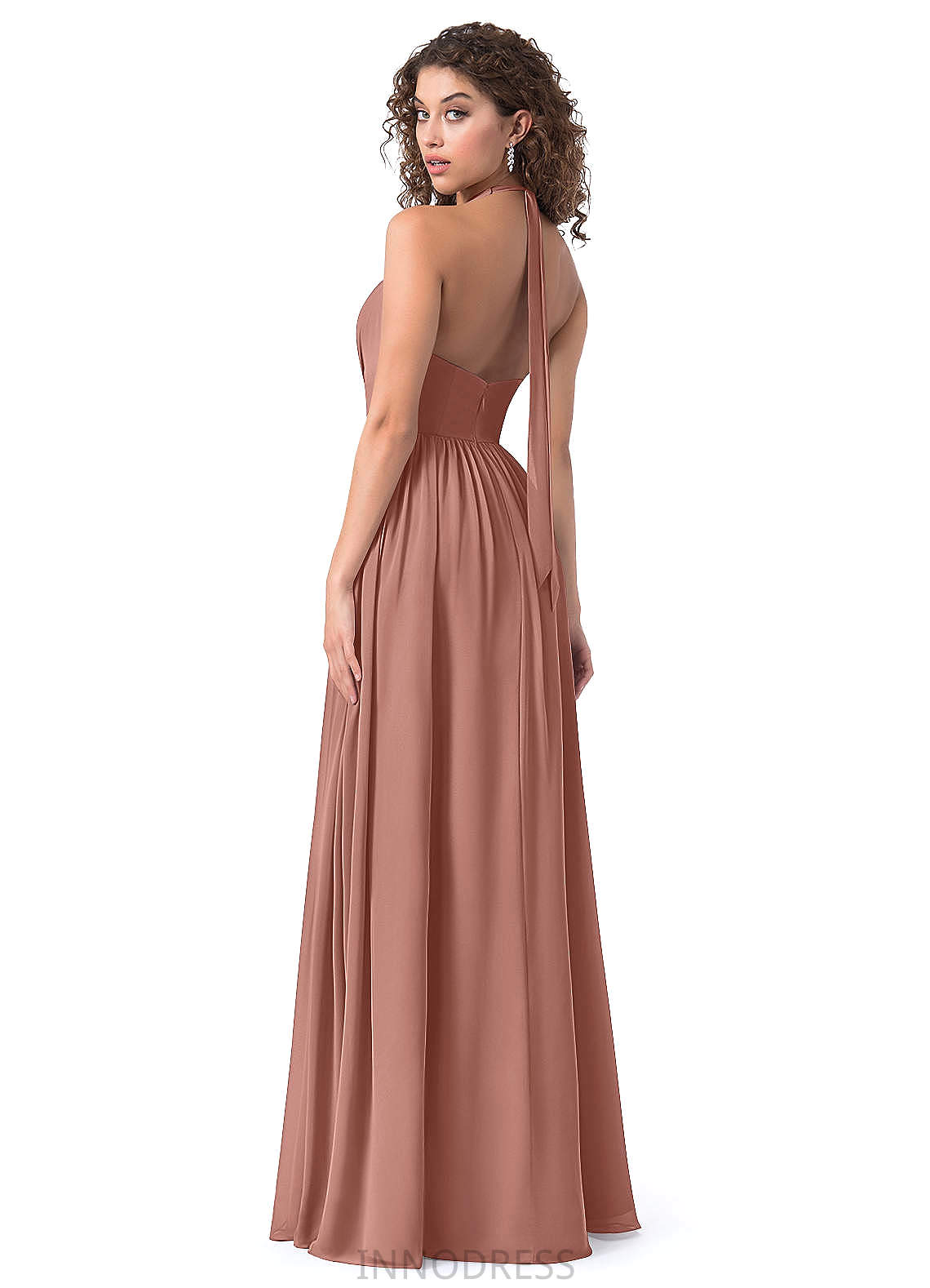 Salma Floor Length Sleeveless A-Line/Princess Natural Waist V-Neck Bridesmaid Dresses