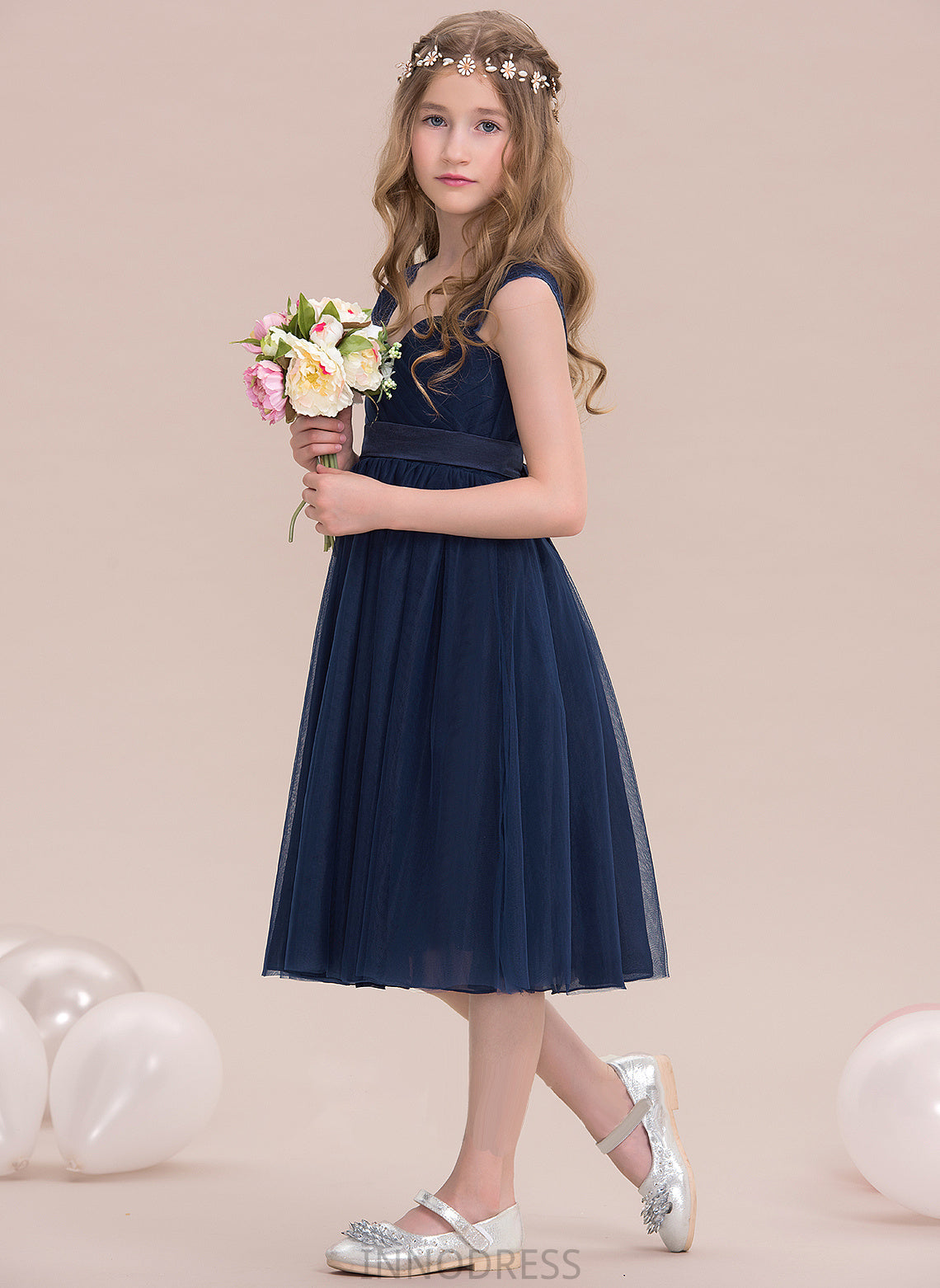 Ruffle Tulle Knee-Length Junior Bridesmaid Dresses Sweetheart Empire Taniyah With