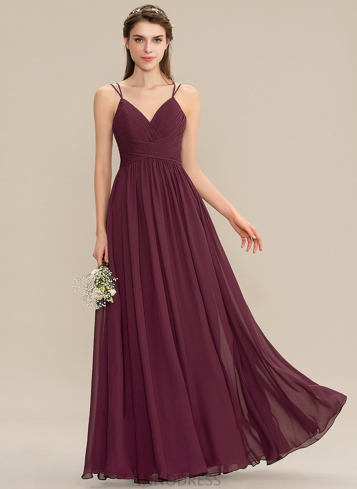 With Lace Aileen Floor-Length Chiffon A-Line Prom Dresses V-neck Ruffle