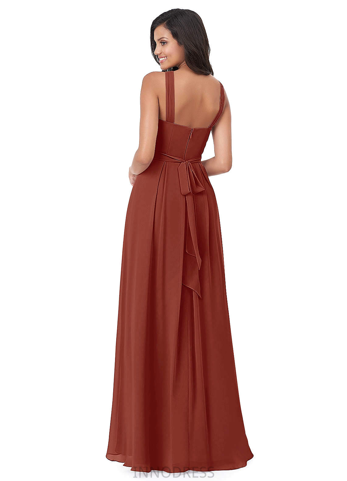 Alia A-Line/Princess Floor Length Natural Waist V-Neck Sleeveless Bridesmaid Dresses