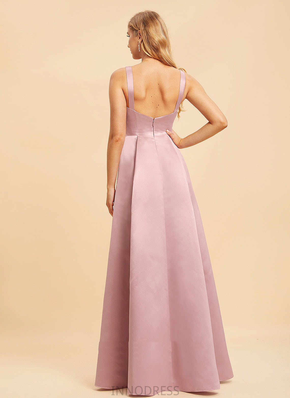 Length Fabric A-Line Floor-Length Satin Neckline V-neck Silhouette Straps Ann One Shoulder A-Line/Princess Bridesmaid Dresses