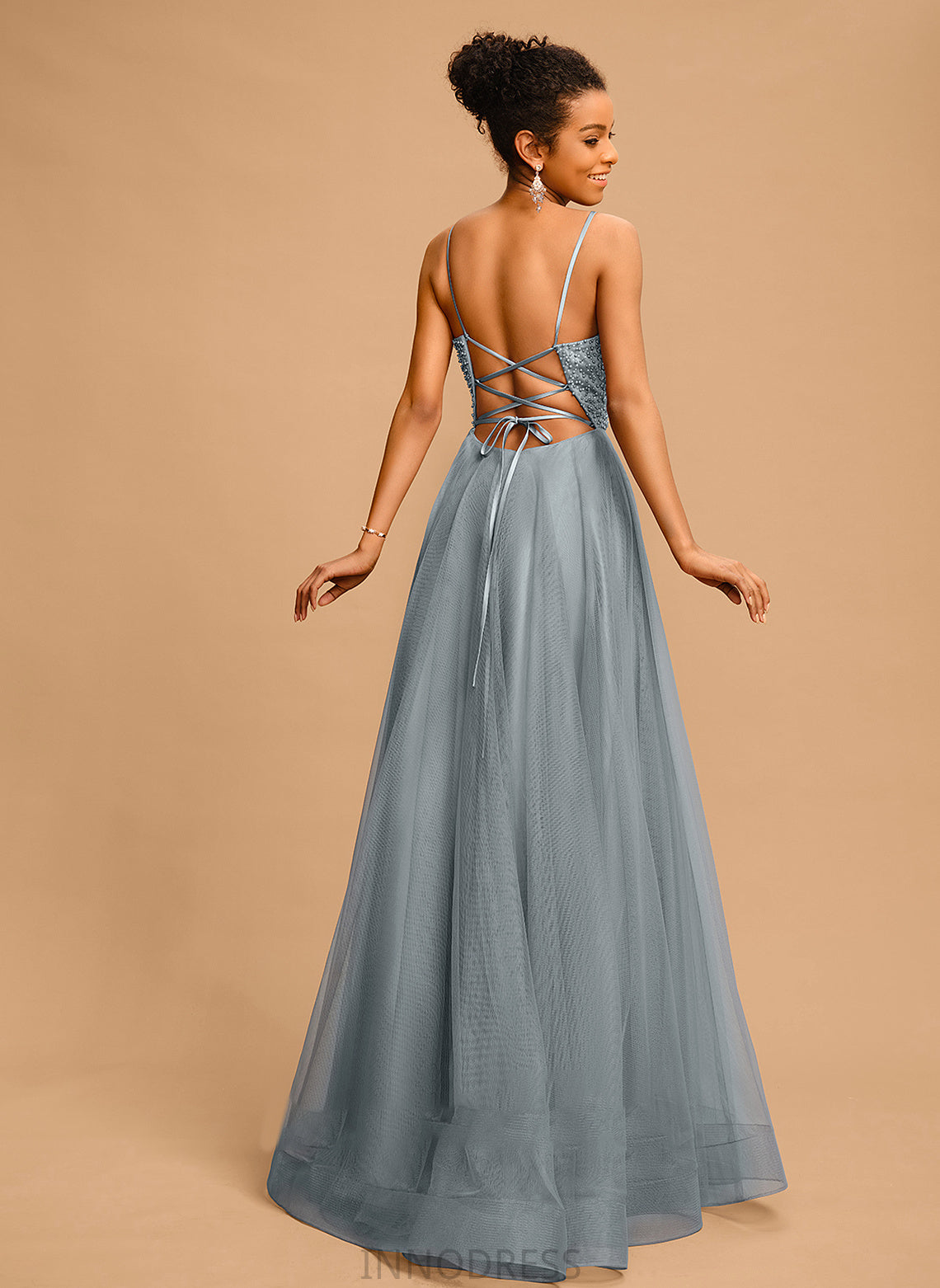 Beading Tulle With Sequins Square Neckline Carlie Prom Dresses Ball-Gown/Princess Floor-Length