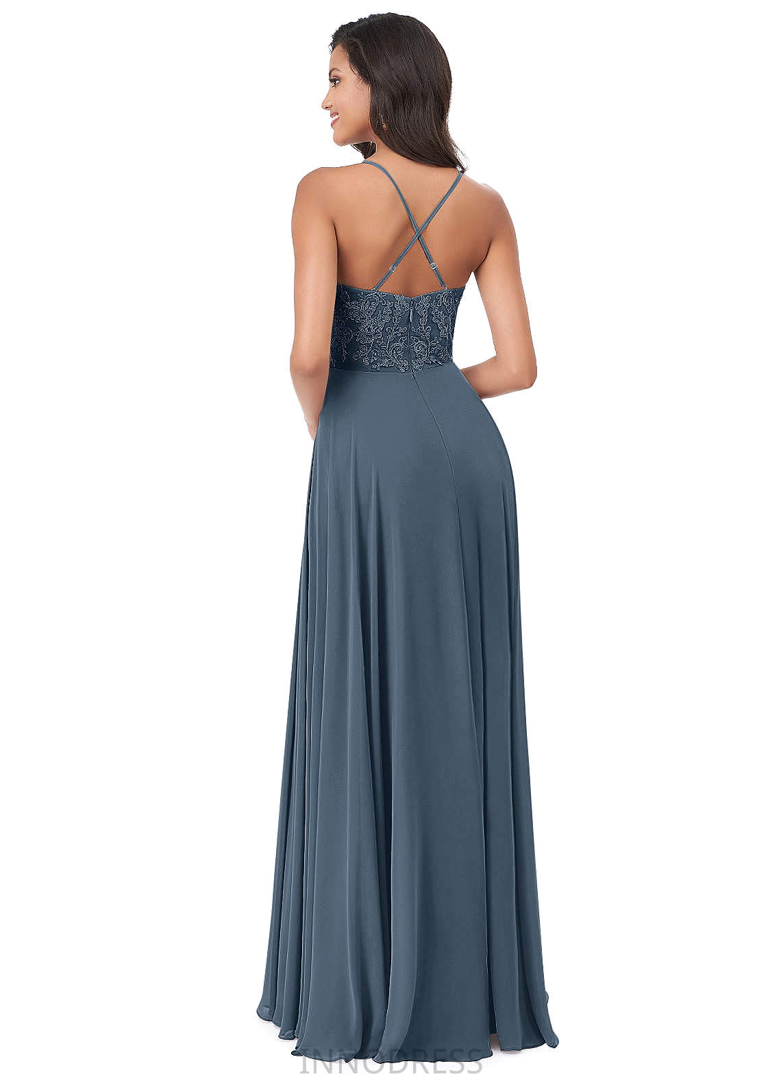 Jill Natural Waist A-Line/Princess Sleeveless Floor Length Straps Bridesmaid Dresses