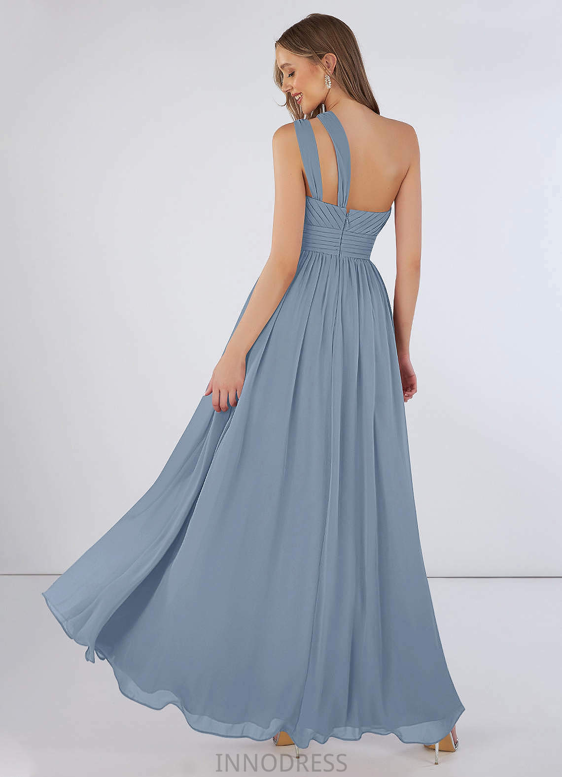 Karen Floor Length A-Line/Princess Natural Waist Straps Sleeveless Bridesmaid Dresses