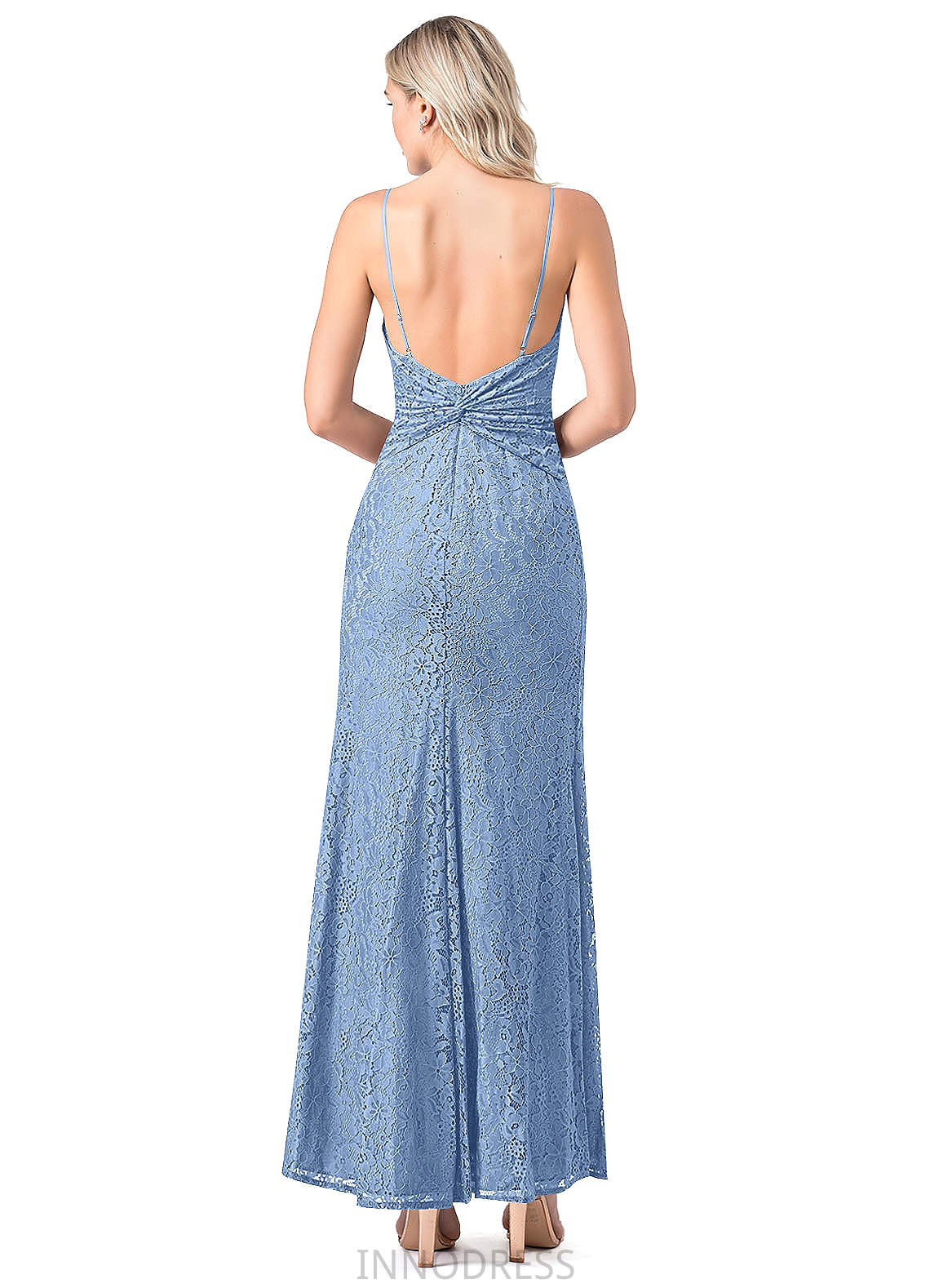 Savanah Spaghetti Staps High Low Sleeveless Trumpet/Mermaid Natural Waist Bridesmaid Dresses