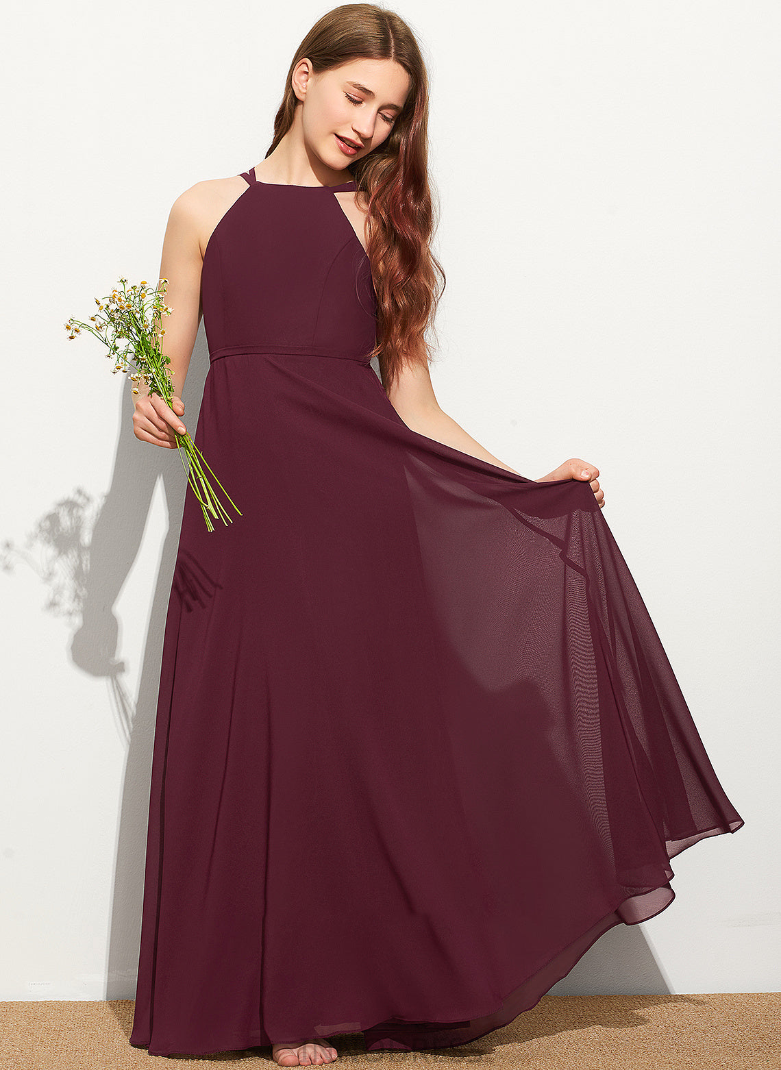 Junior Bridesmaid Dresses Danica Scoop Neck A-Line Floor-Length Chiffon