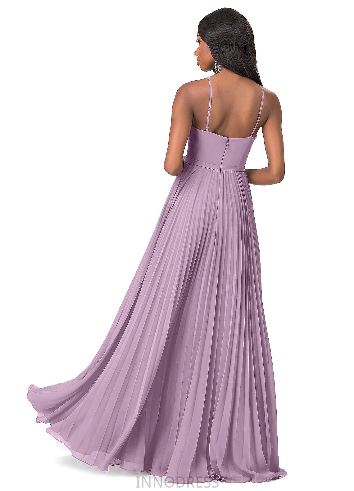 Sage Sleeveless Halter Floor Length Sheath/Column Natural Waist Bridesmaid Dresses