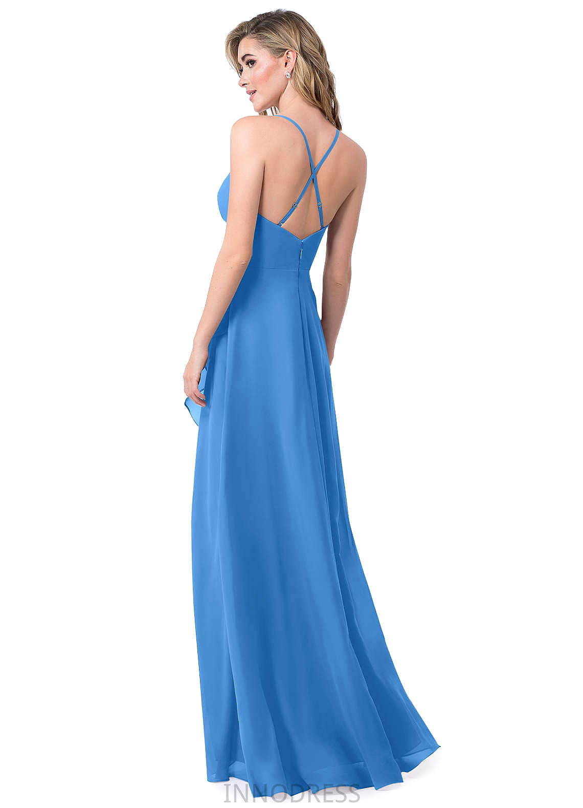 Scarlet Sleeveless Natural Waist Floor Length A-Line/Princess V-Neck Bridesmaid Dresses