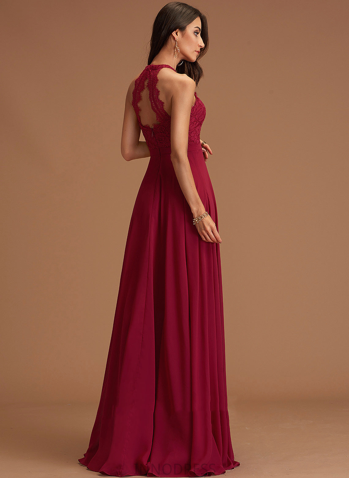 Neckline Floor-Length Silhouette Straps&Sleeves Scoop Length Fabric A-Line Viola Bridesmaid Dresses