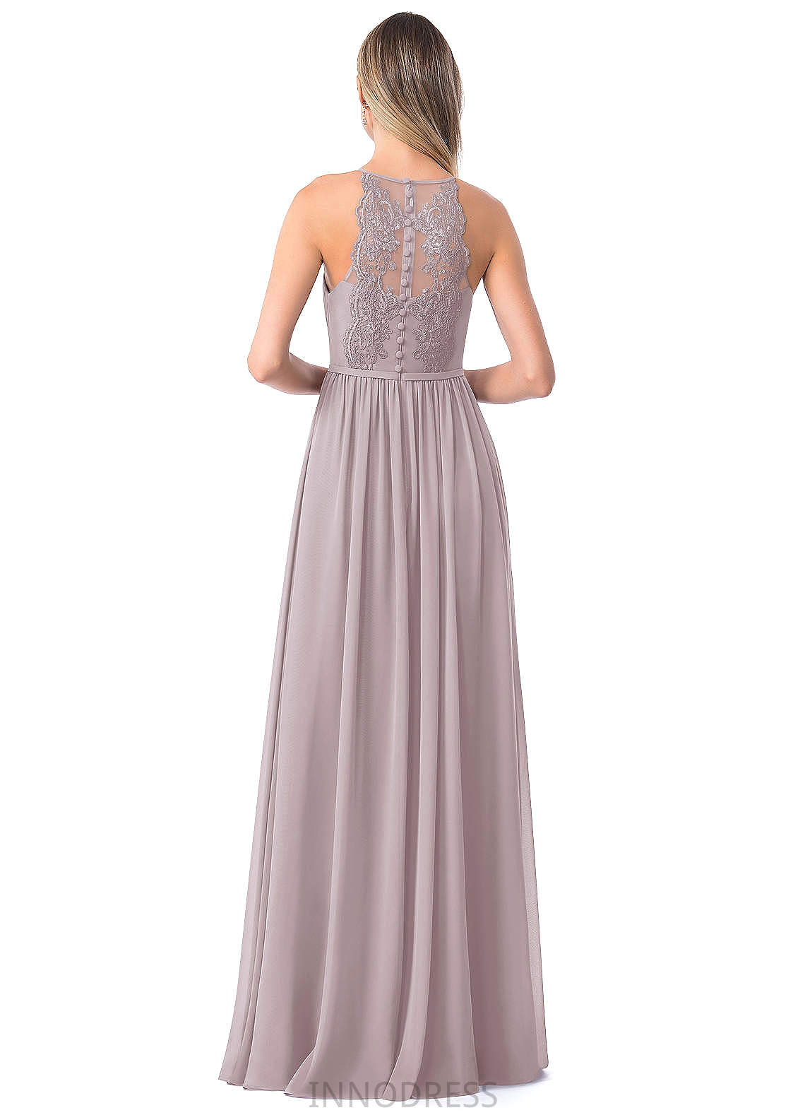 Perla Spaghetti Staps Natural Waist Sleeveless Floor Length Bridesmaid Dresses