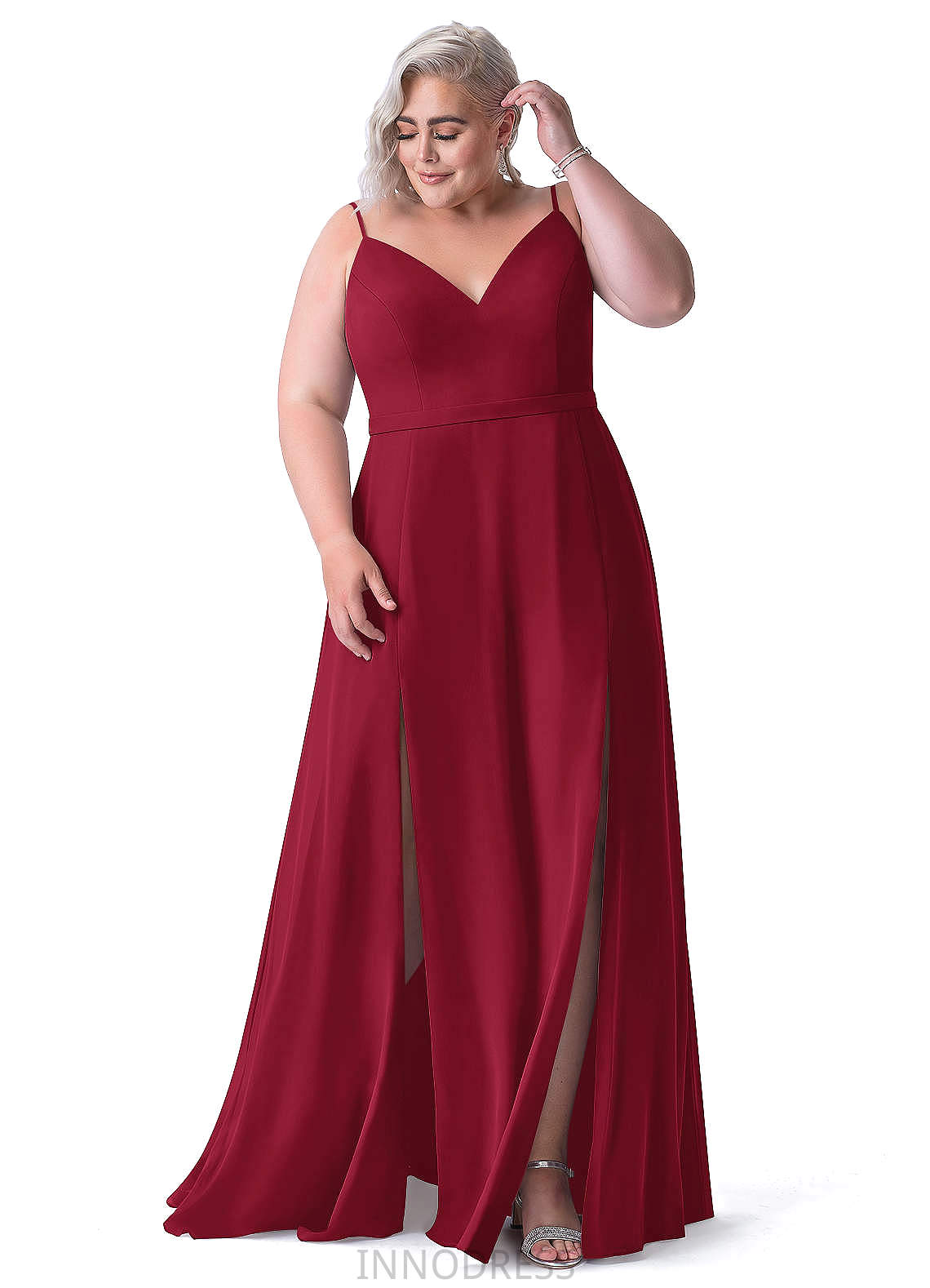 Elisabeth Sheath/Column Natural Waist Scoop Sleeveless Floor Length Bridesmaid Dresses