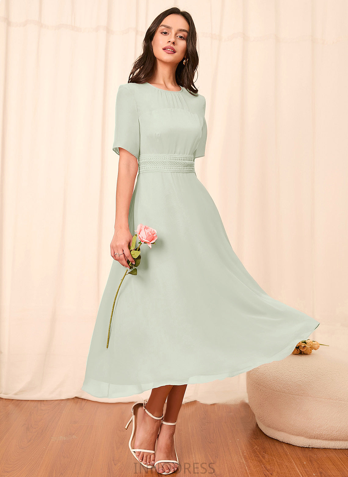 Sleeve Sleeves A-Line Length Knee-Length Straps Silhouette Fabric Maryjane Sleeveless A-Line/Princess Natural Waist Bridesmaid Dresses