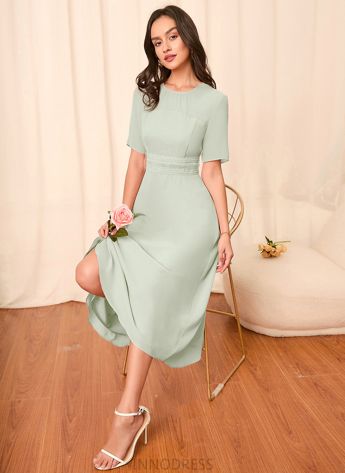 Sleeve Sleeves A-Line Length Knee-Length Straps Silhouette Fabric Maryjane Sleeveless A-Line/Princess Natural Waist Bridesmaid Dresses