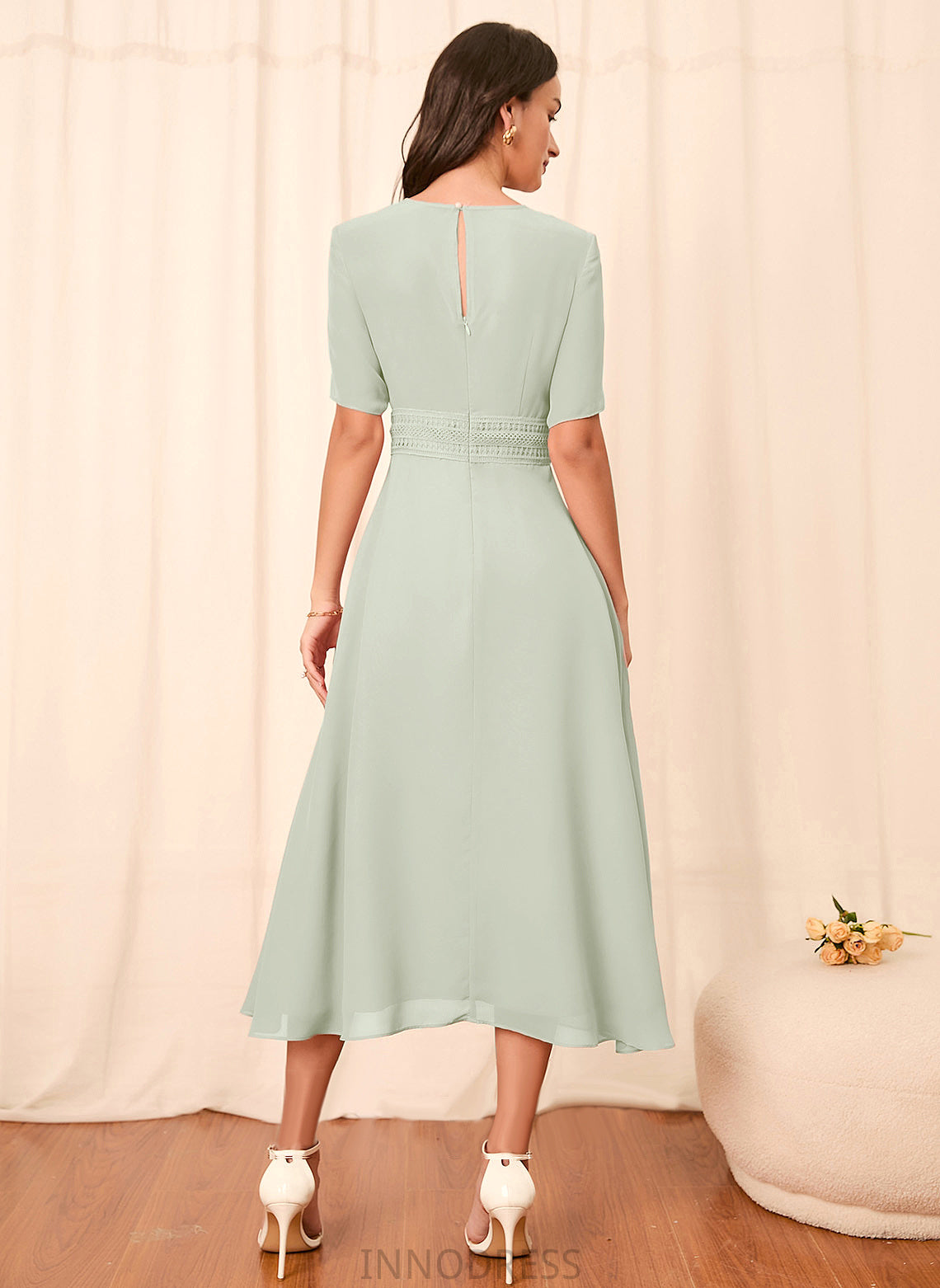 Sleeve Sleeves A-Line Length Knee-Length Straps Silhouette Fabric Maryjane Sleeveless A-Line/Princess Natural Waist Bridesmaid Dresses