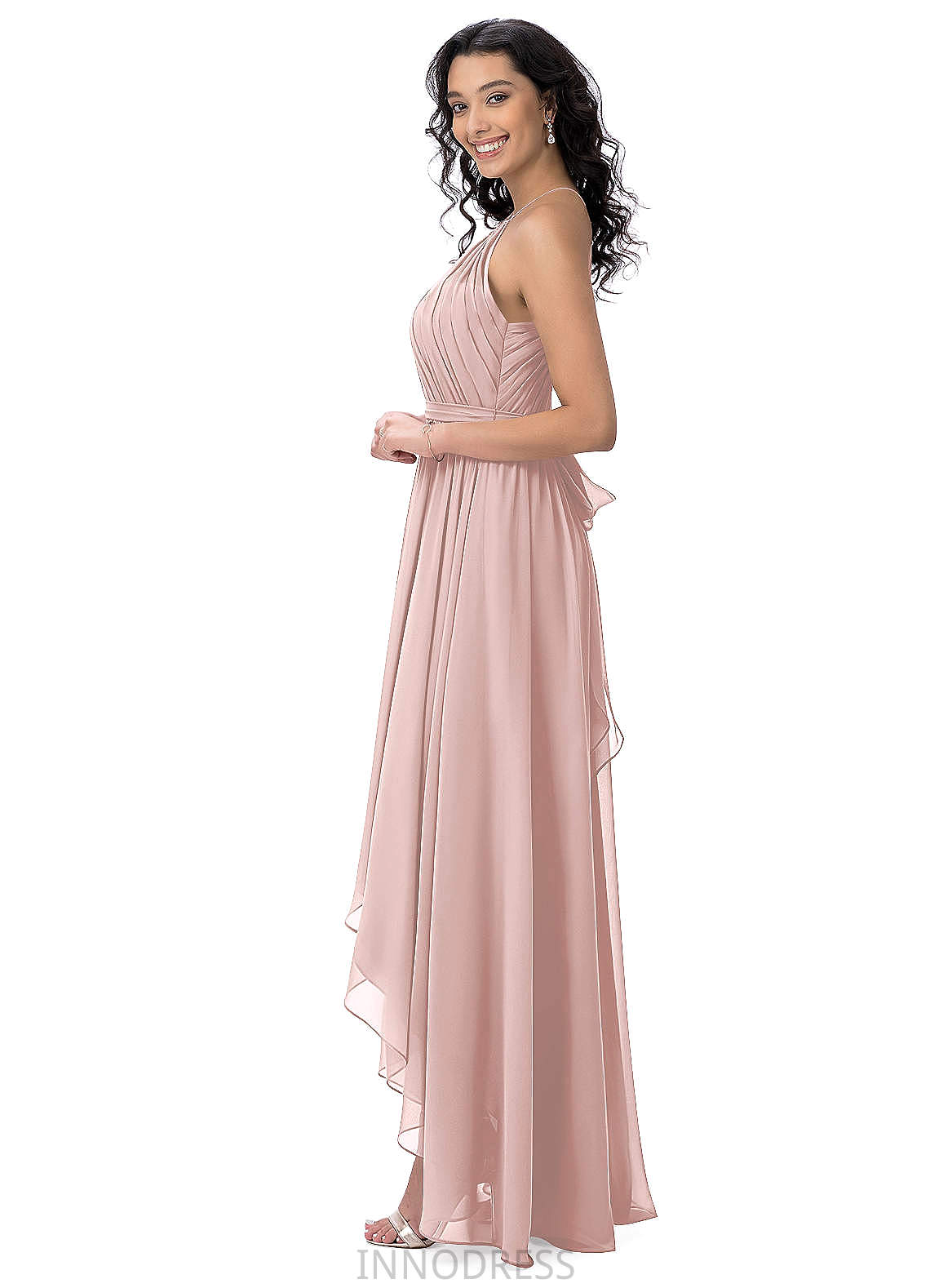 Susan Natural Waist A-Line/Princess Sleeveless Stretch Satin Floor Length Straps Bridesmaid Dresses