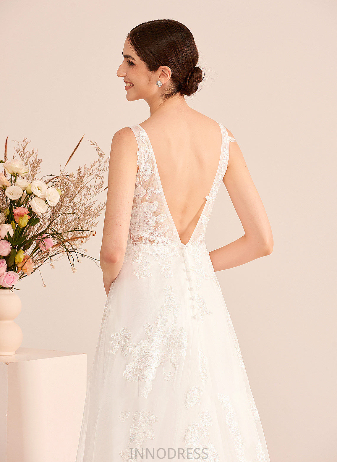 Wedding With Court Wedding Dresses Dress V-neck Train A-Line Lace Campbell