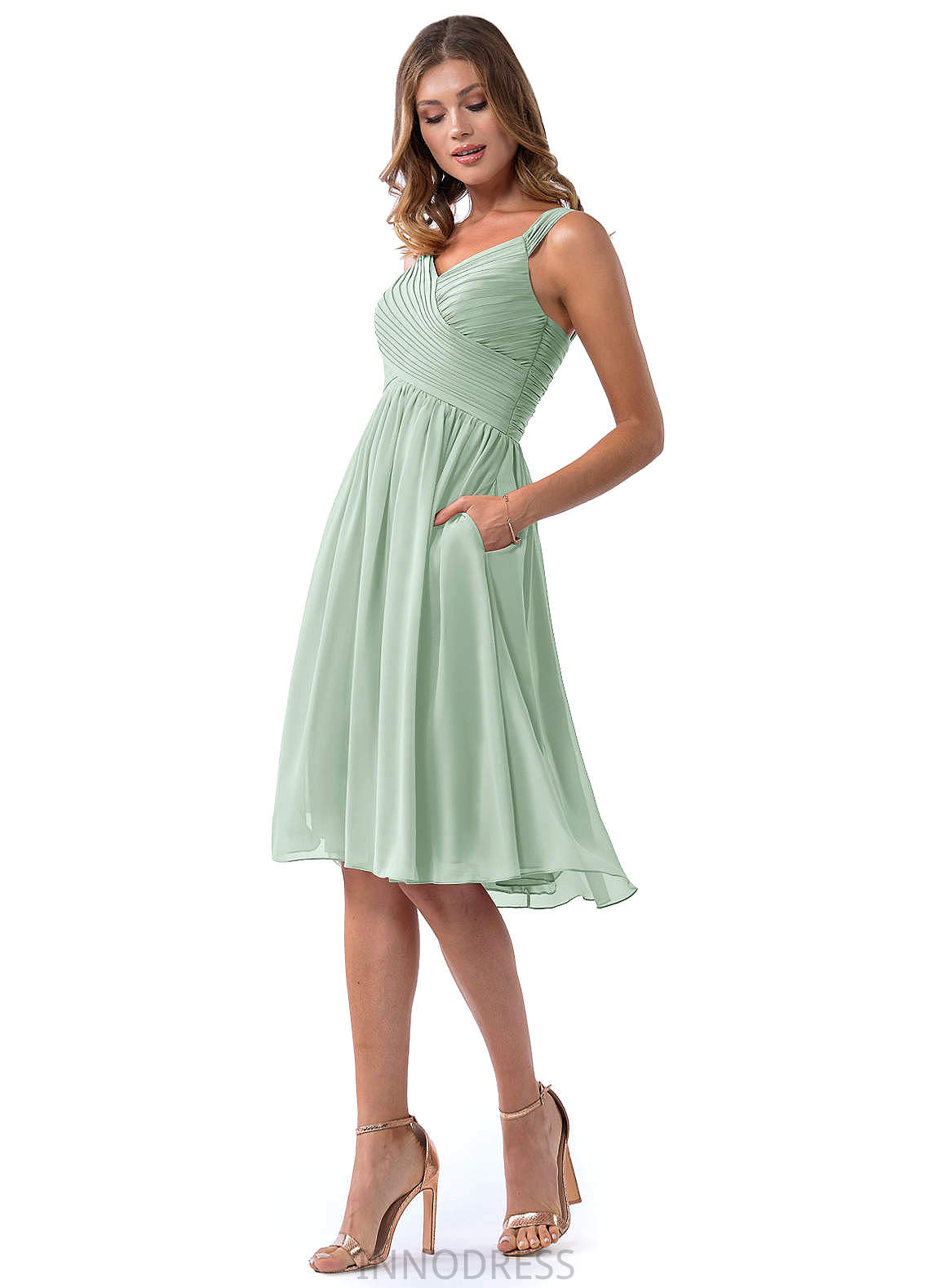 Jordyn A-Line/Princess Floor Length Sleeveless V-Neck Natural Waist Bridesmaid Dresses