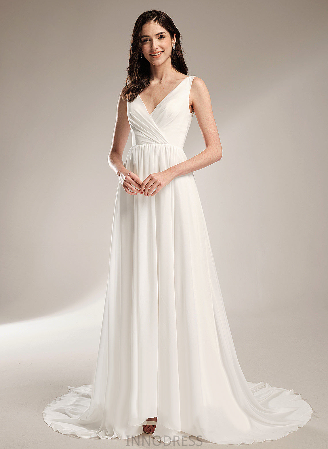 V-neck Dress Chiffon Lace Natalie Wedding Wedding Dresses A-Line Court Train With