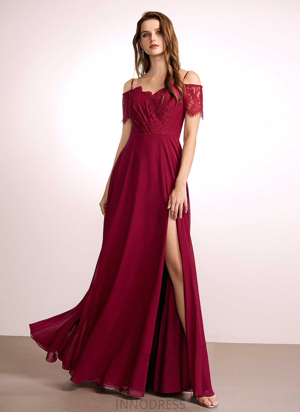 V-neck Lace Straps Silhouette A-Line Neckline Fabric Floor-Length Length Cassandra V-Neck Sleeveless Bridesmaid Dresses