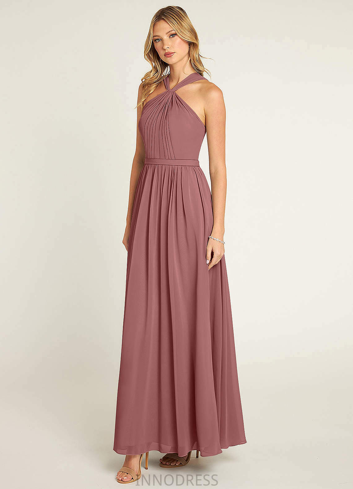 Marilyn A-Line/Princess Sleeveless Scoop Floor Length Natural Waist Bridesmaid Dresses