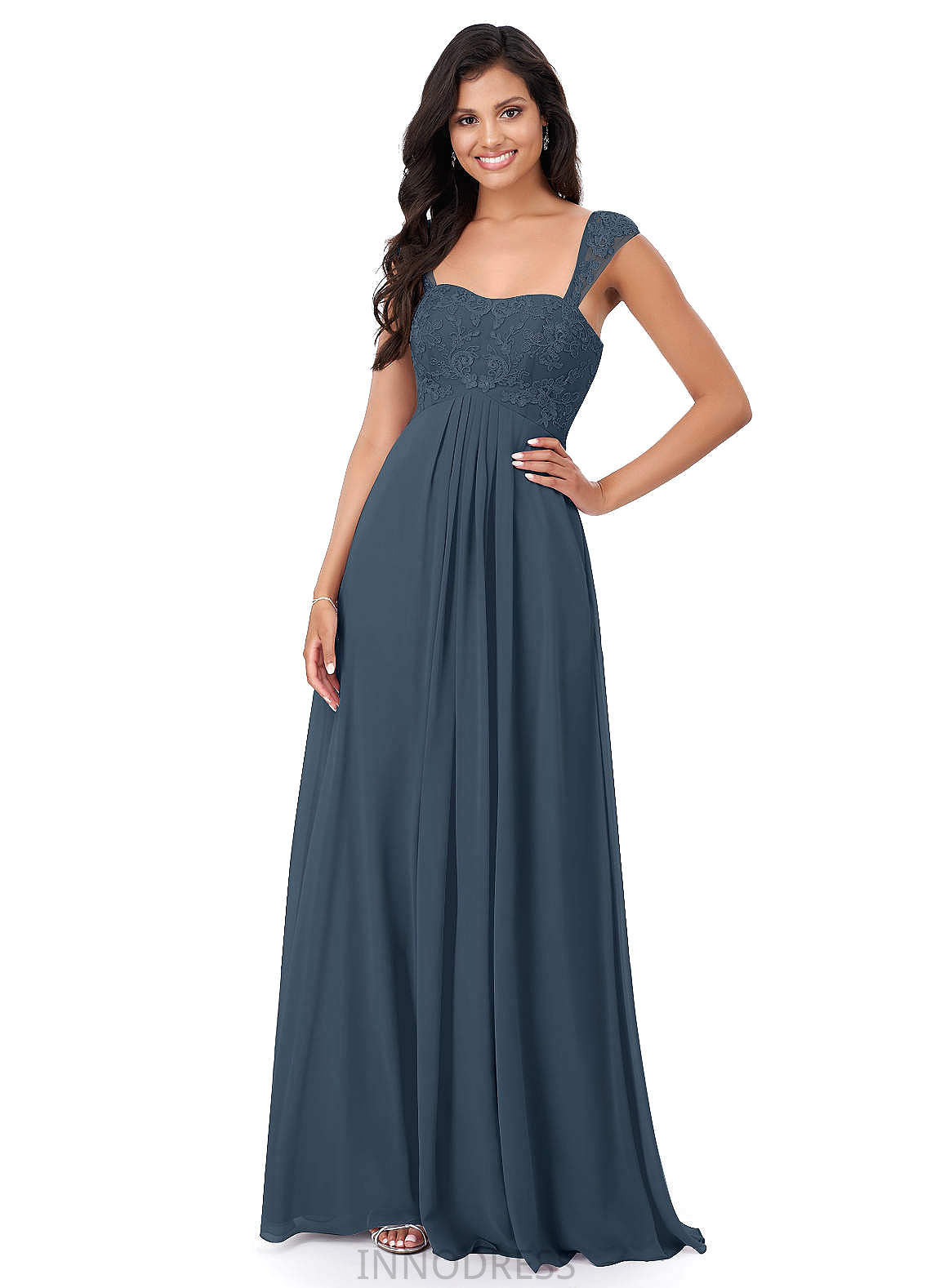 Saige Natural Waist Spaghetti Staps Floor Length Sleeveless Bridesmaid Dresses