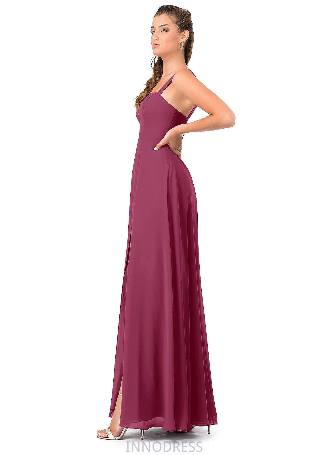 Naima Spaghetti Staps Floor Length A-Line/Princess Natural Waist Sleeveless Bridesmaid Dresses