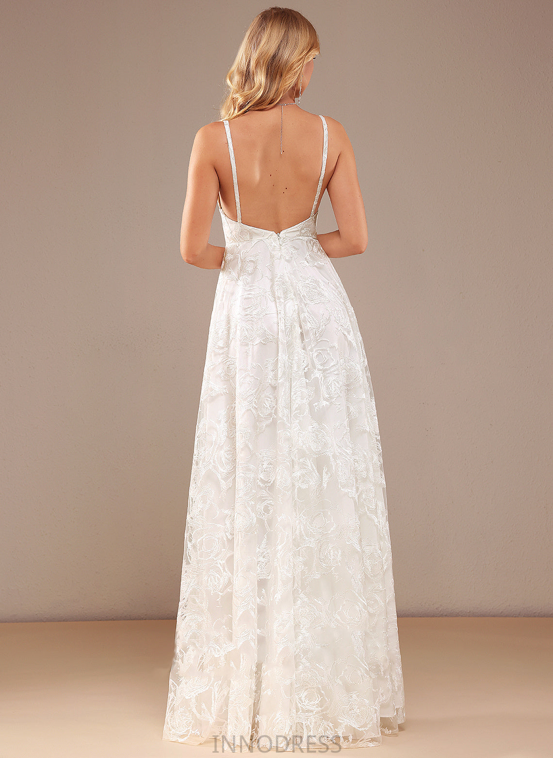 Wedding Dresses A-Line Lace V-neck Dress Daisy Floor-Length Wedding