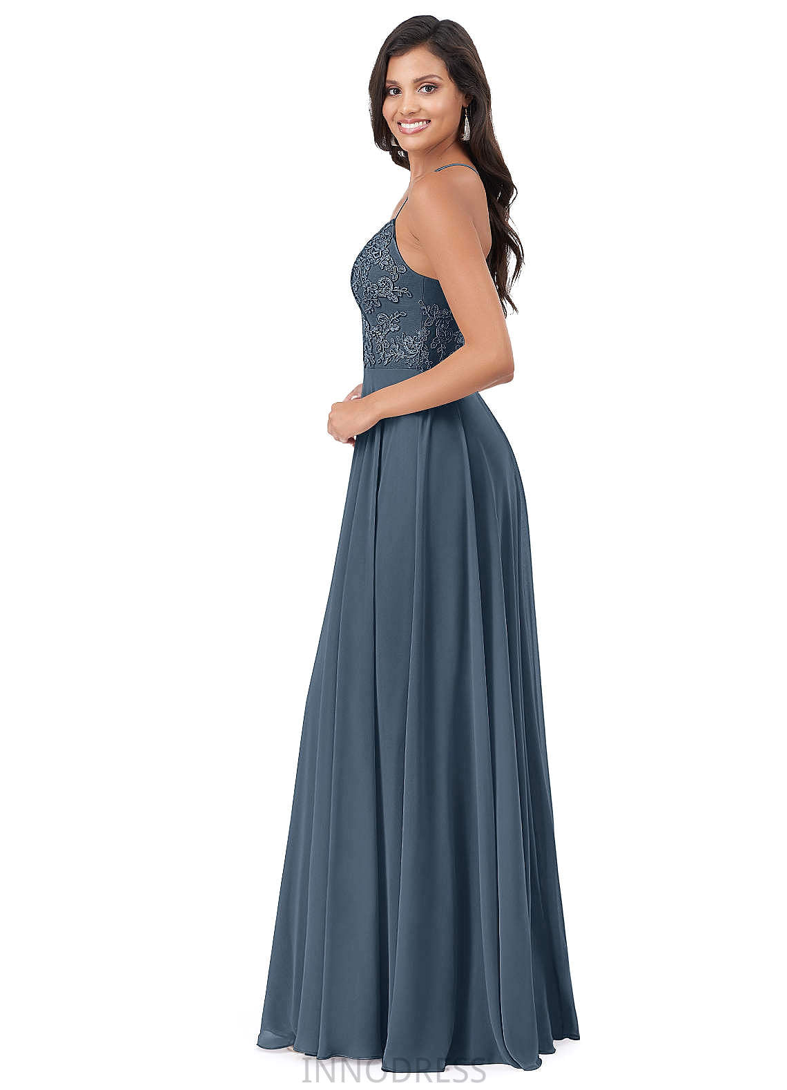 Jill Natural Waist A-Line/Princess Sleeveless Floor Length Straps Bridesmaid Dresses