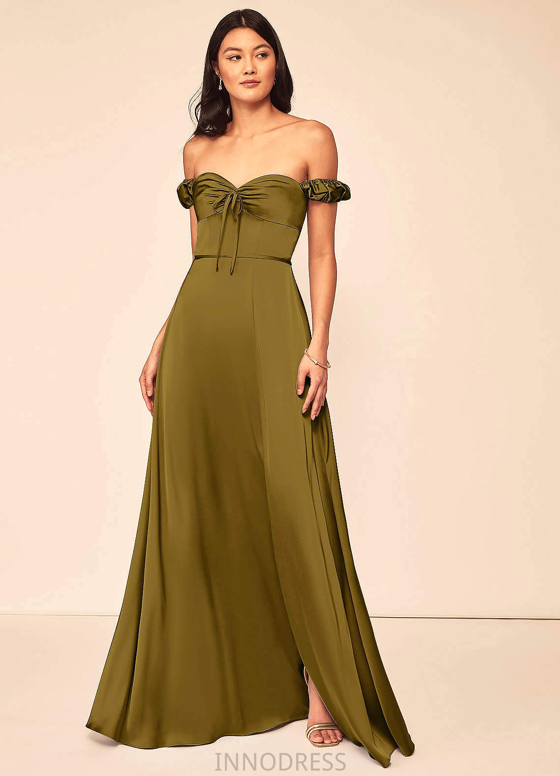 Macey Floor Length Sleeveless A-Line/Princess Natural Waist Spaghetti Staps Bridesmaid Dresses