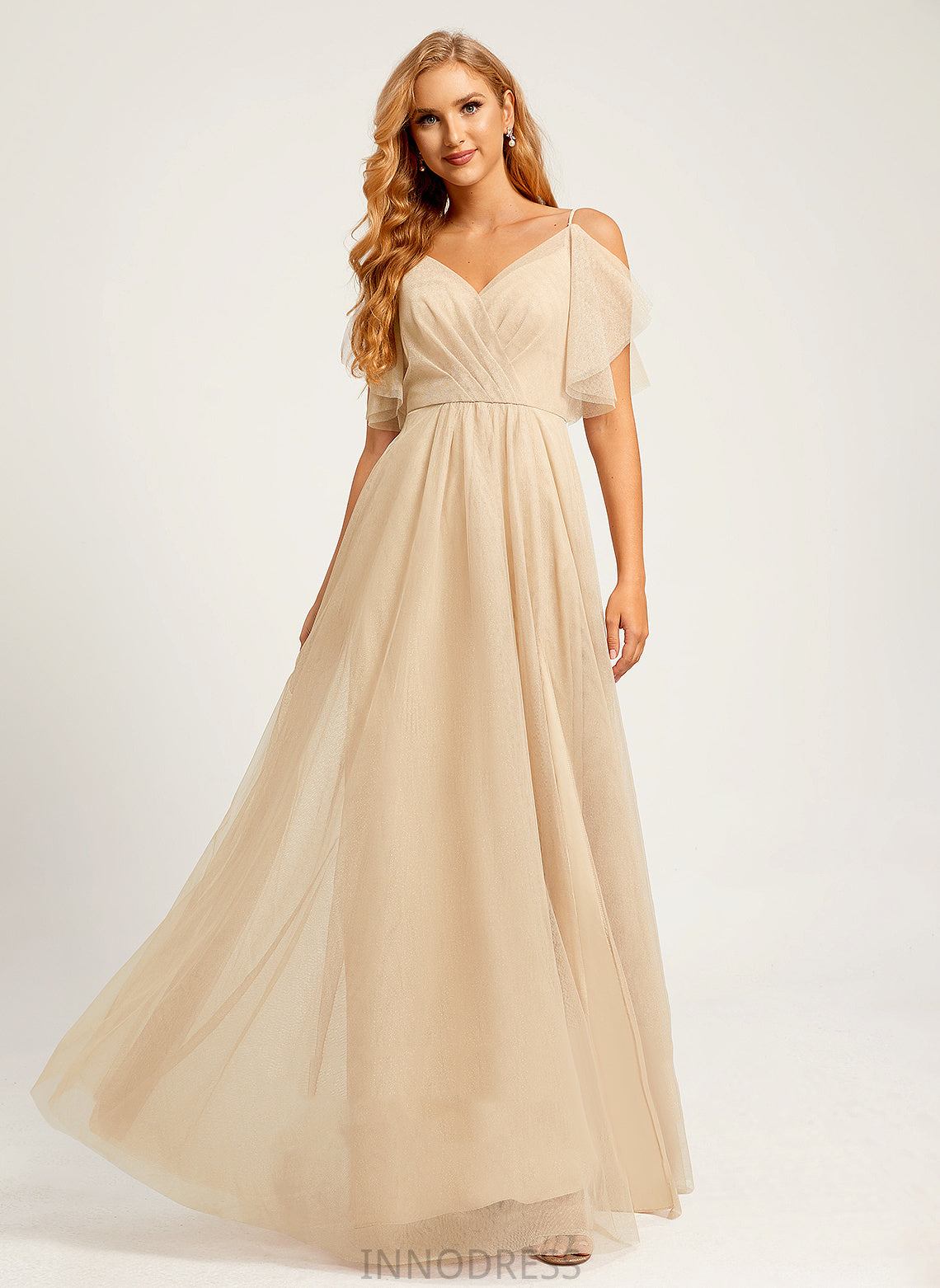 Straps&Sleeves Neckline Length Fabric Tulle Silhouette Floor-Length A-Line V-neck Shaylee Bridesmaid Dresses