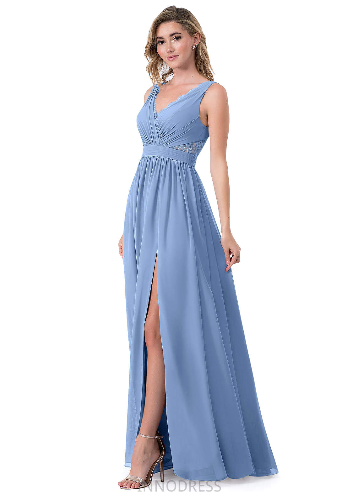 Julia Natural Waist Sleeveless Floor Length A-Line/Princess Straps Bridesmaid Dresses