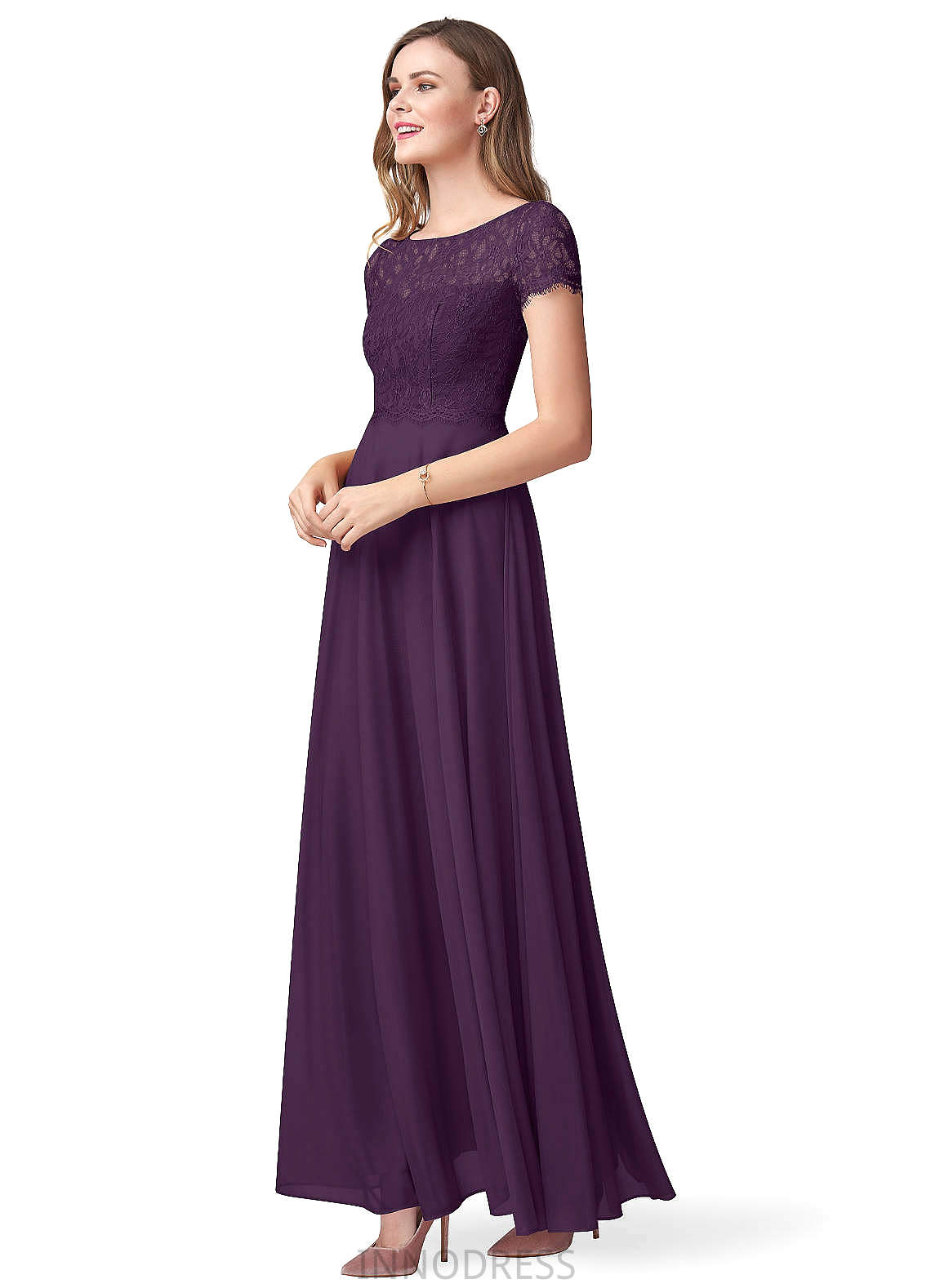 Marlie Satin Sleeveless A-Line/Princess Floor Length Natural Waist V-Neck Bridesmaid Dresses