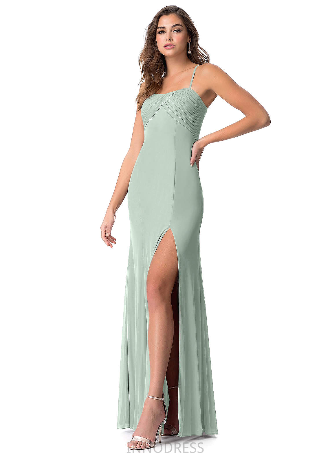 Rayna V-Neck Floor Length Sleeveless Natural Waist Spaghetti Staps A-Line/Princess Bridesmaid Dresses