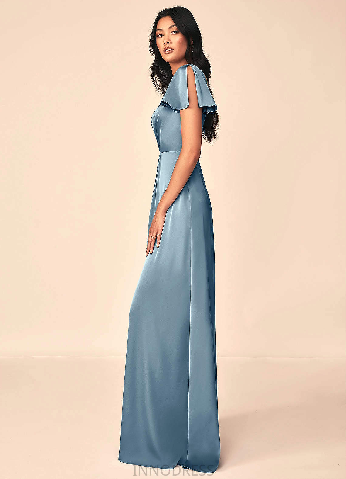 Camila A-Line/Princess Natural Waist Spaghetti Staps Floor Length Sleeveless Bridesmaid Dresses