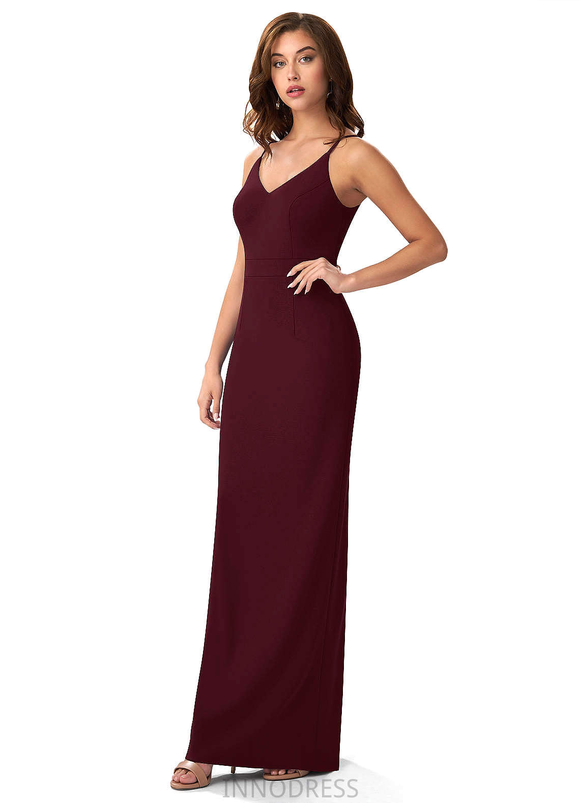 Katrina Sleeveless A-Line/Princess Floor Length Natural Waist Straps Bridesmaid Dresses