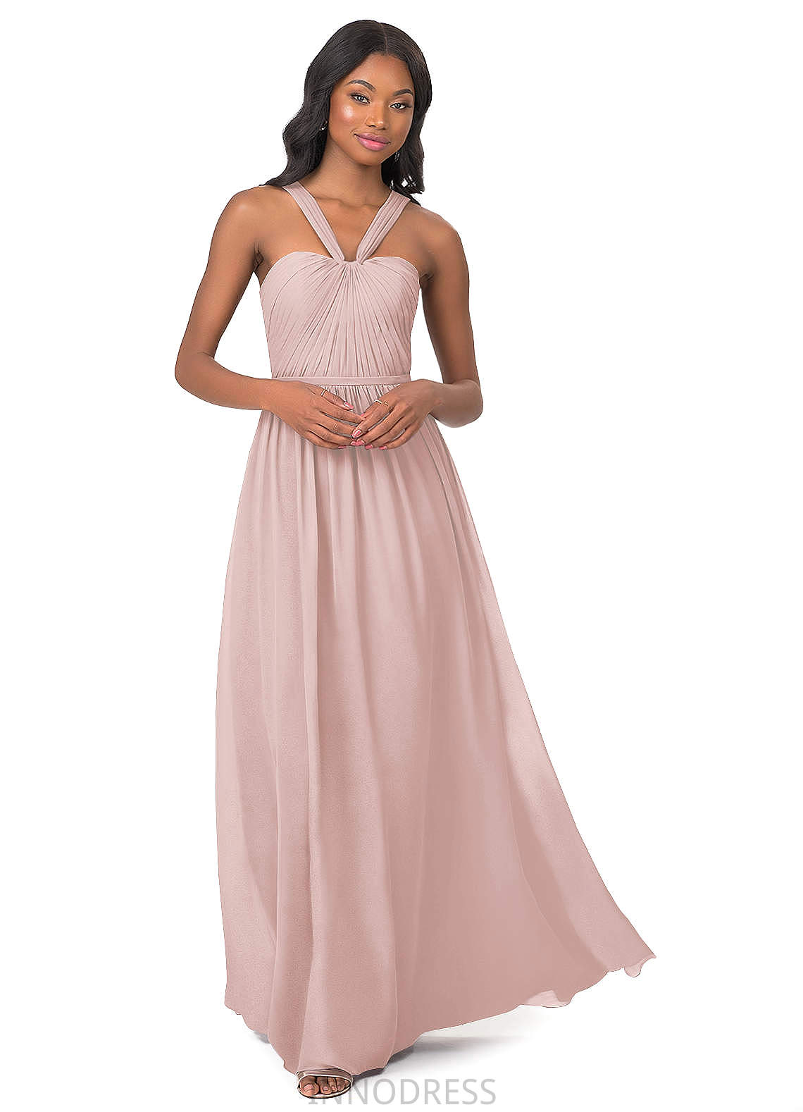 Ayana V-Neck Empire Waist Floor Length A-Line/Princess Half Sleeves Bridesmaid Dresses