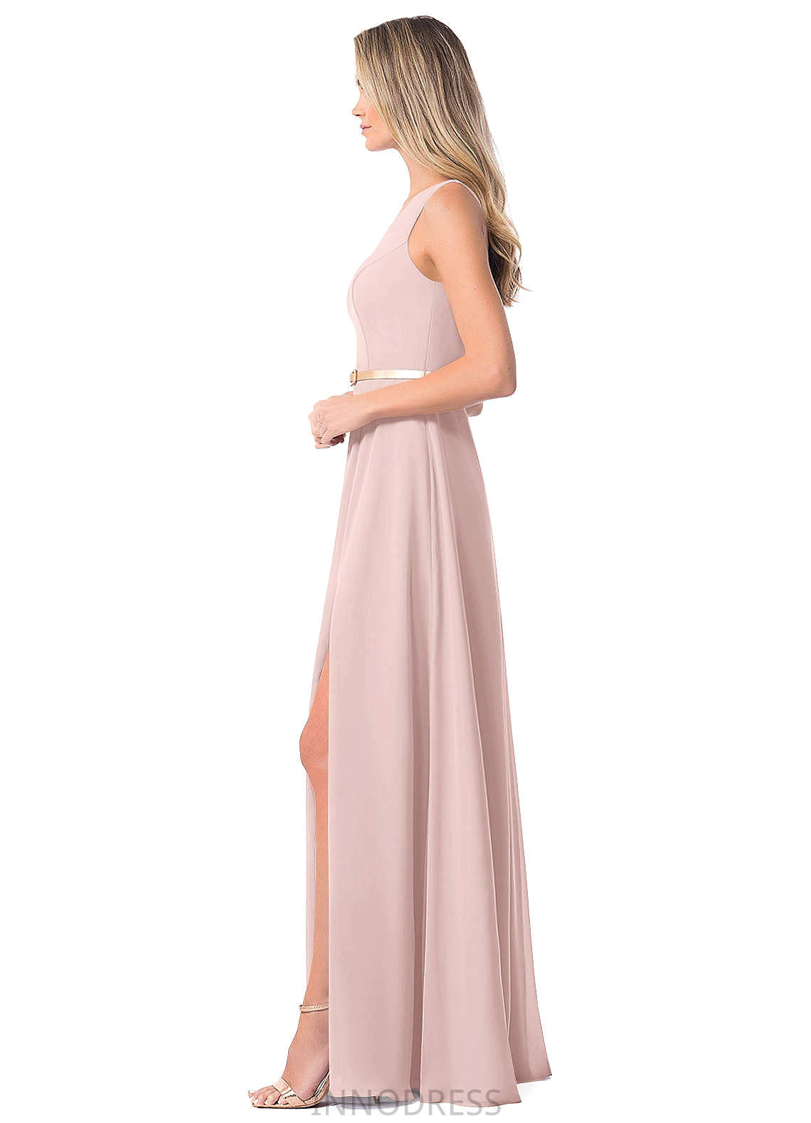 Liana Sleeveless A-Line/Princess Empire Waist Scoop Floor Length Bridesmaid Dresses