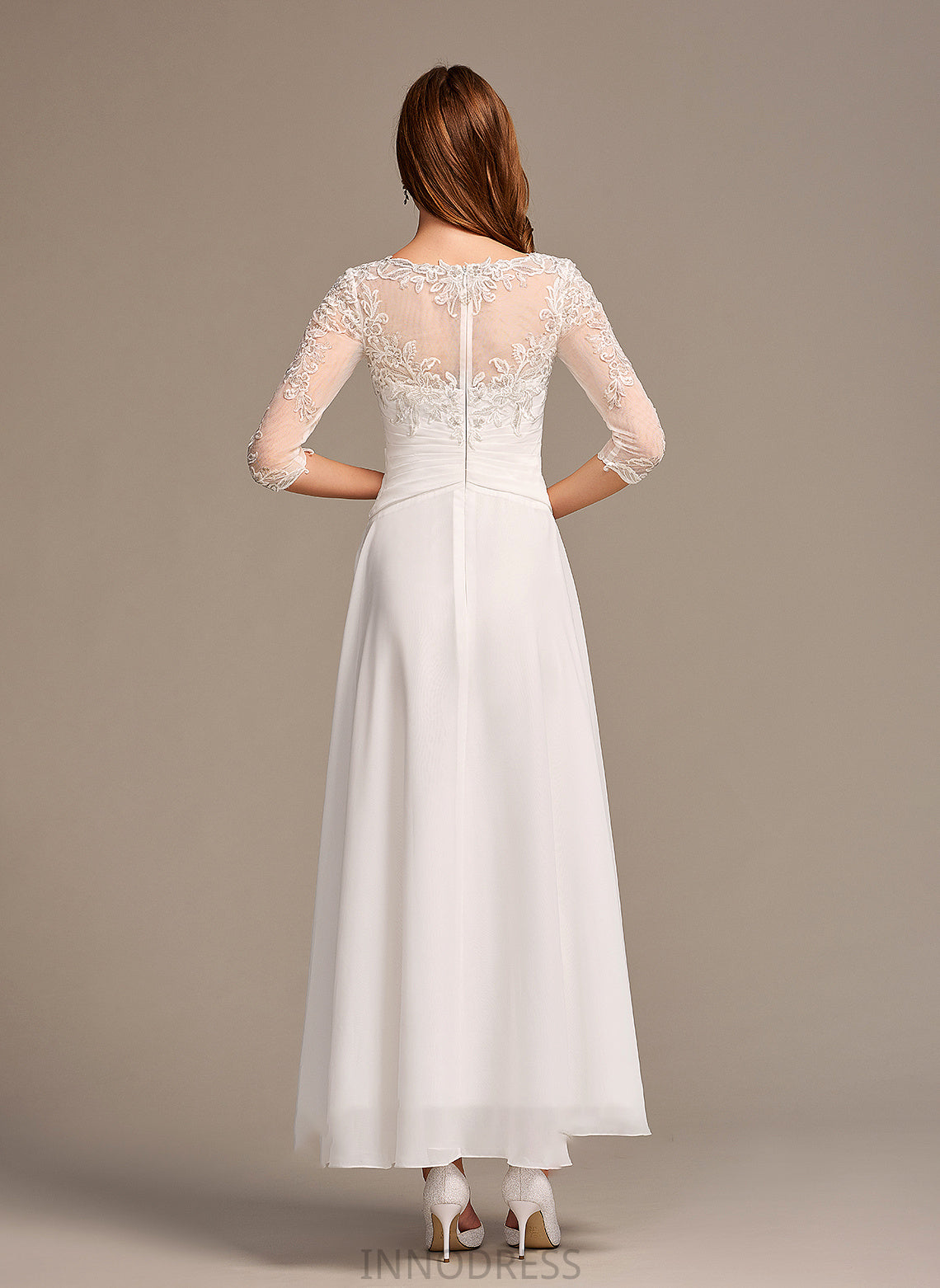 Makaila Wedding Dresses Dress A-Line Wedding Asymmetrical Lace With Illusion