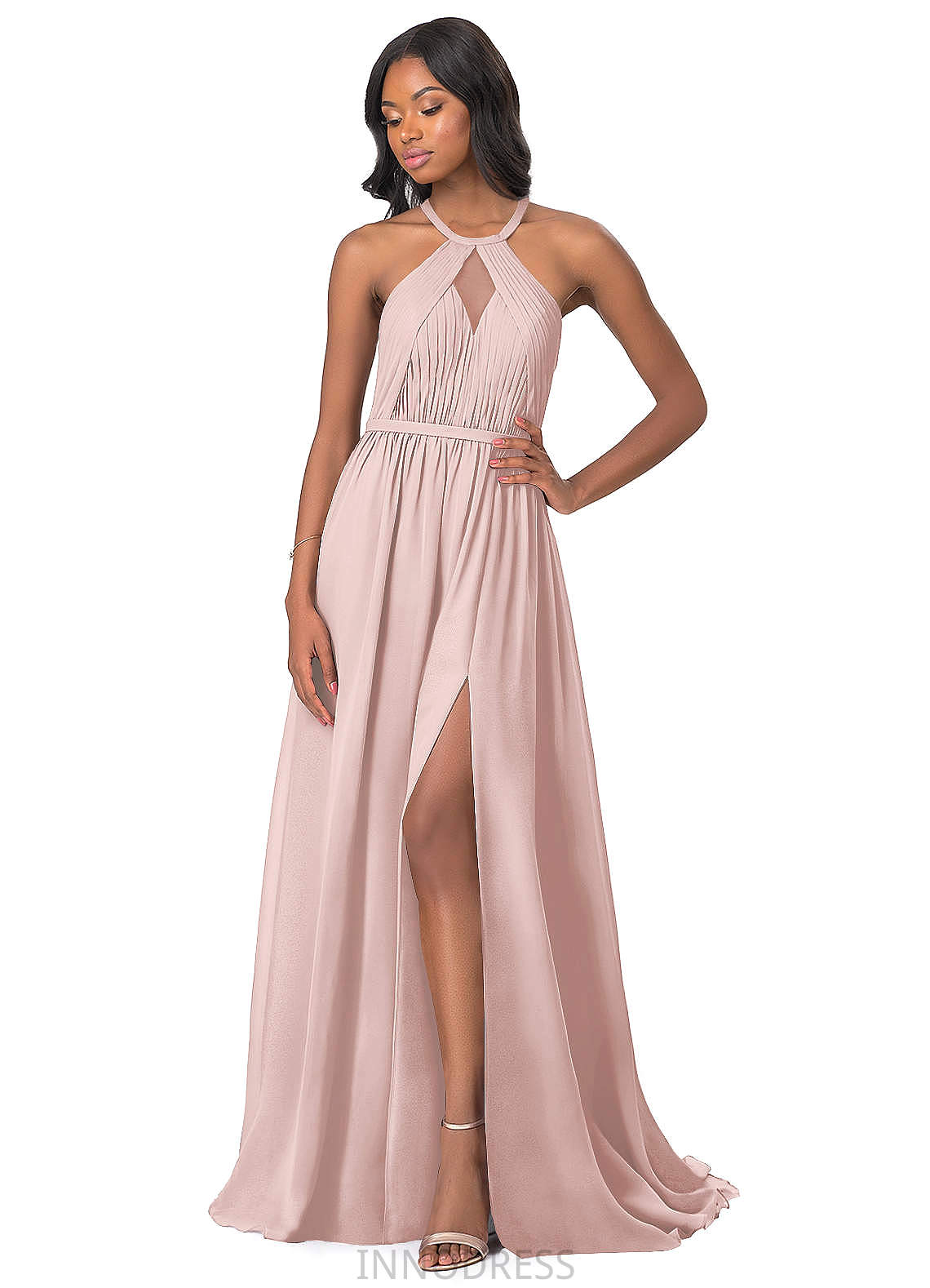 Desiree Natural Waist High Low One Shoulder A-Line/Princess Sleeveless Bridesmaid Dresses