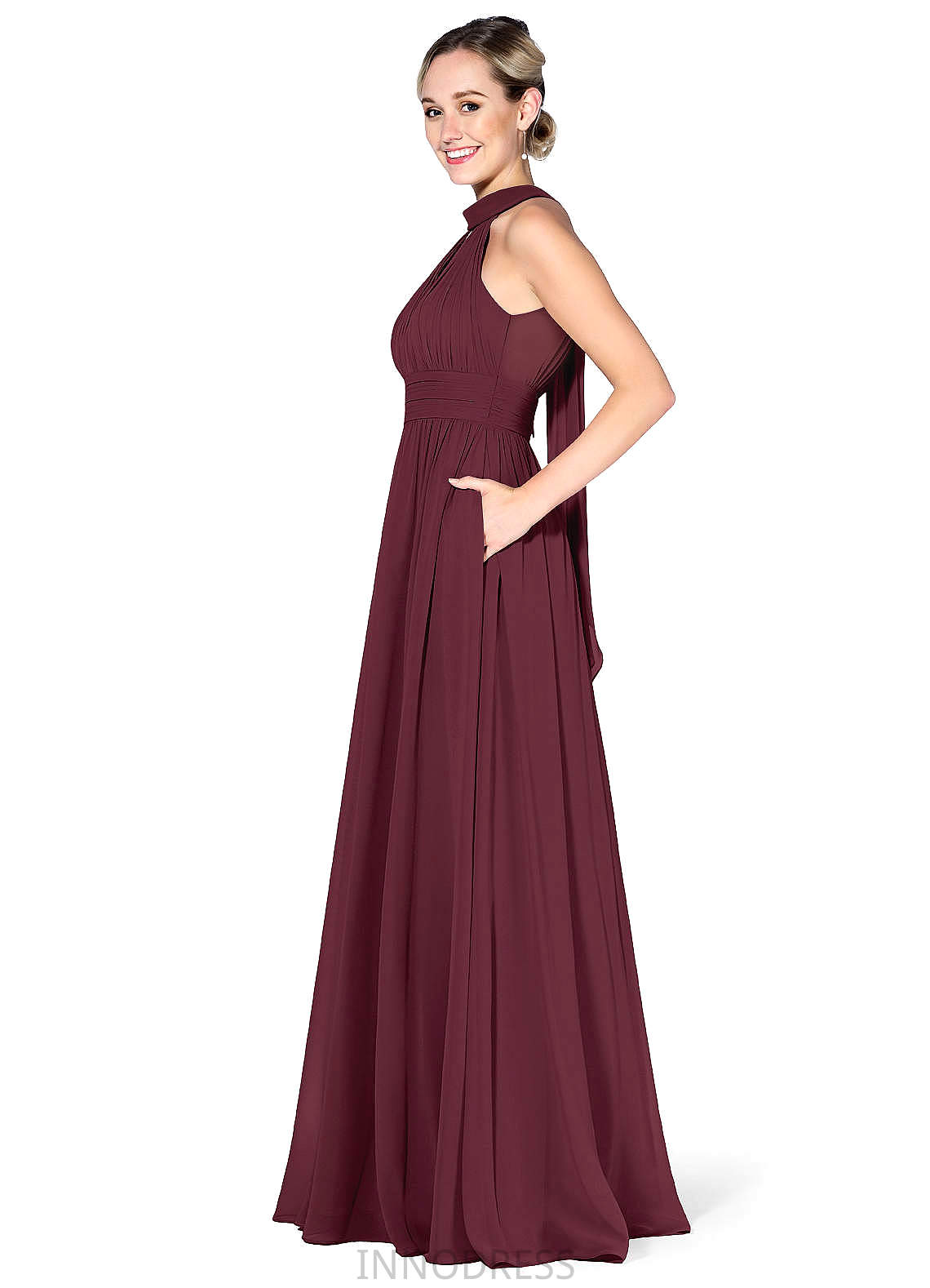 Makena Natural Waist Spaghetti Staps A-Line/Princess Sleeveless Floor Length Bridesmaid Dresses