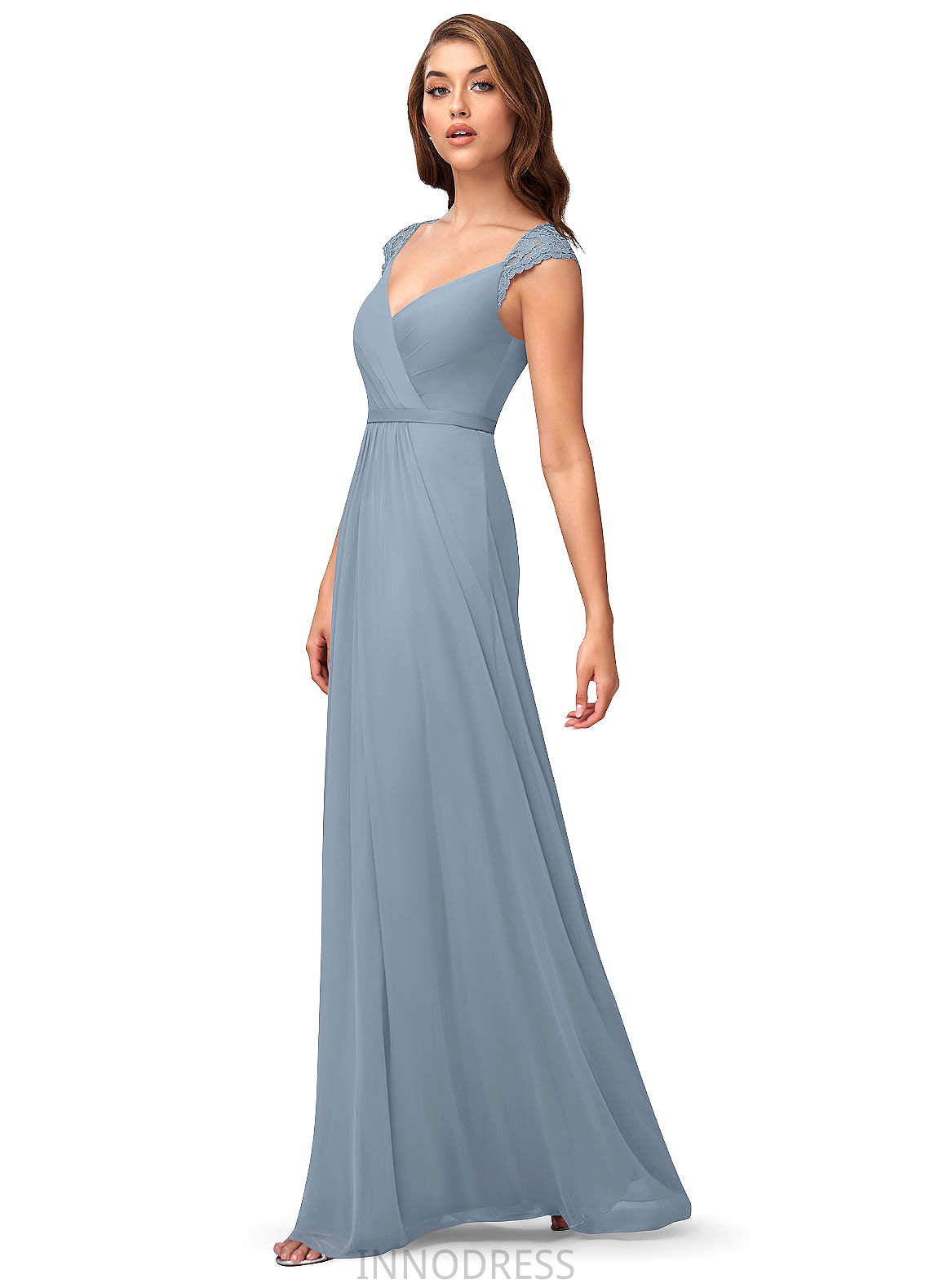 Anahi Spaghetti Staps Sleeveless Floor Length Natural Waist A-Line/Princess Bridesmaid Dresses