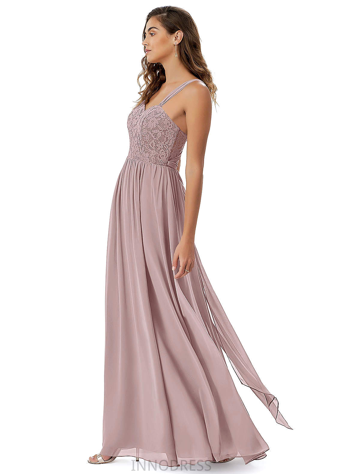 Nora Sleeveless Natural Waist V-Neck Floor Length A-Line/Princess Bridesmaid Dresses