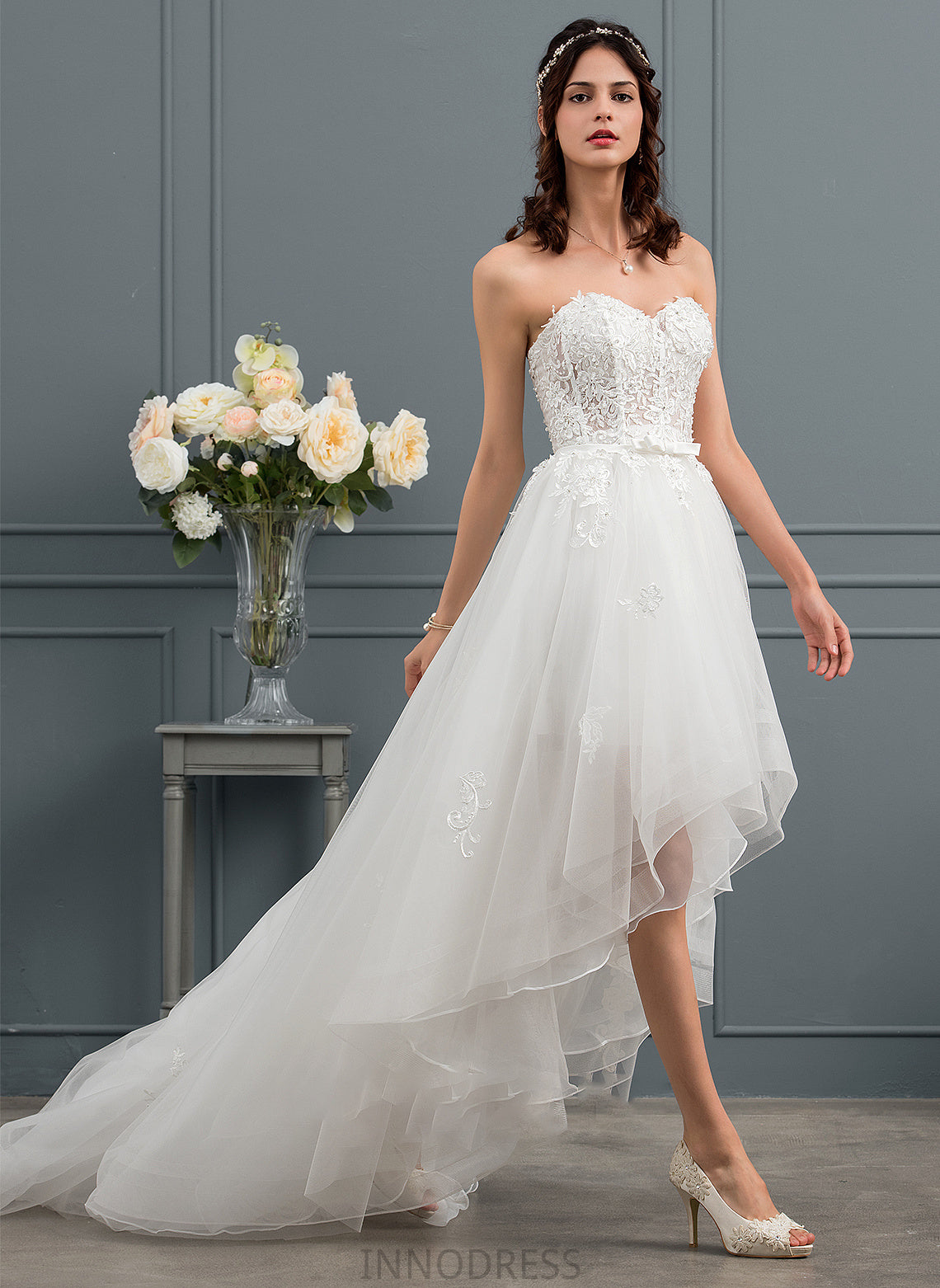 Asymmetrical Sweetheart Wedding Dresses Beading With Wedding Marina Dress Sequins Bow(s) A-Line Tulle