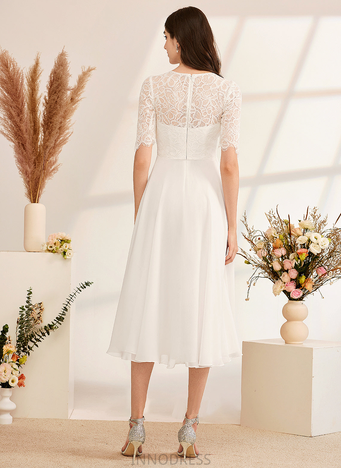 Wedding Dress A-Line Beading Leslie With Wedding Dresses Tea-Length