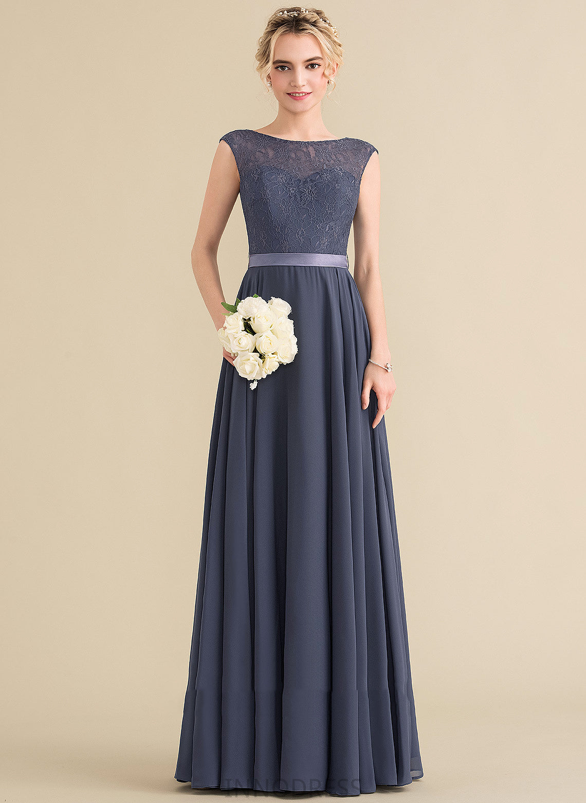 A-Line Silhouette Fabric Bow(s) Embellishment ScoopNeck Floor-Length Neckline Length Vanessa Floor Length Sleeveless Bridesmaid Dresses