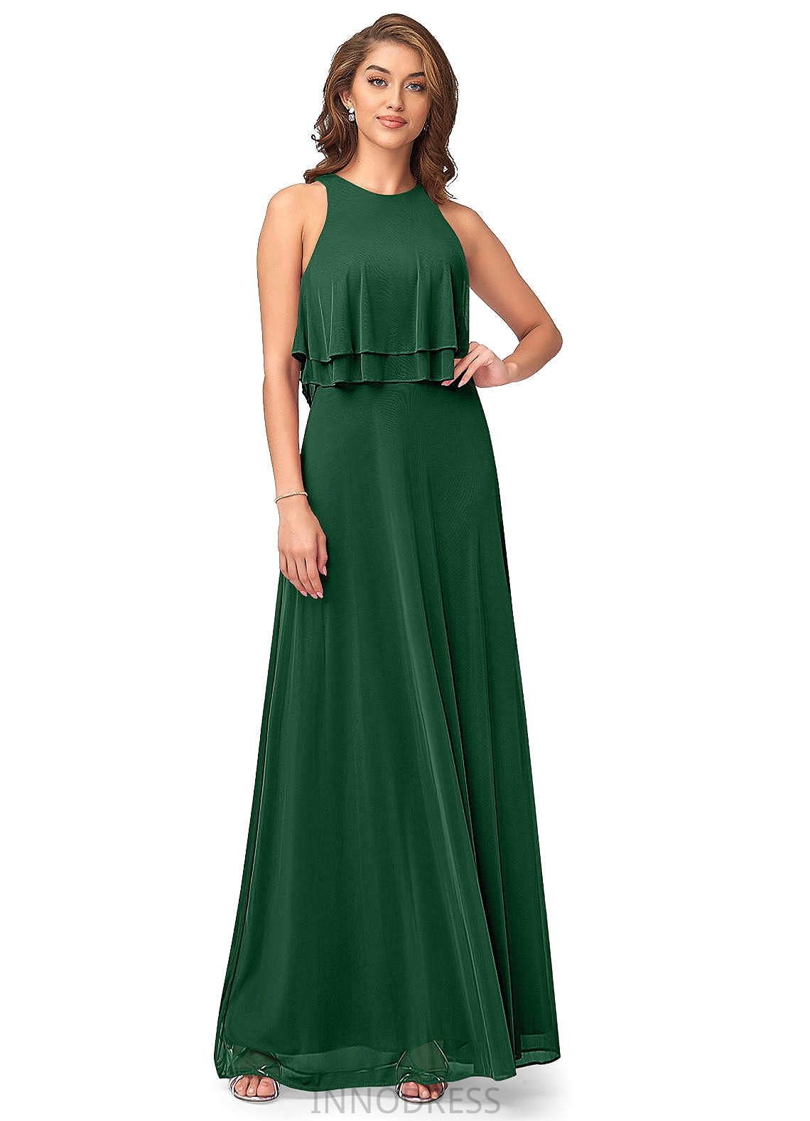 Maryjane Natural Waist Sleeveless V-Neck A-Line/Princess Floor Length Bridesmaid Dresses