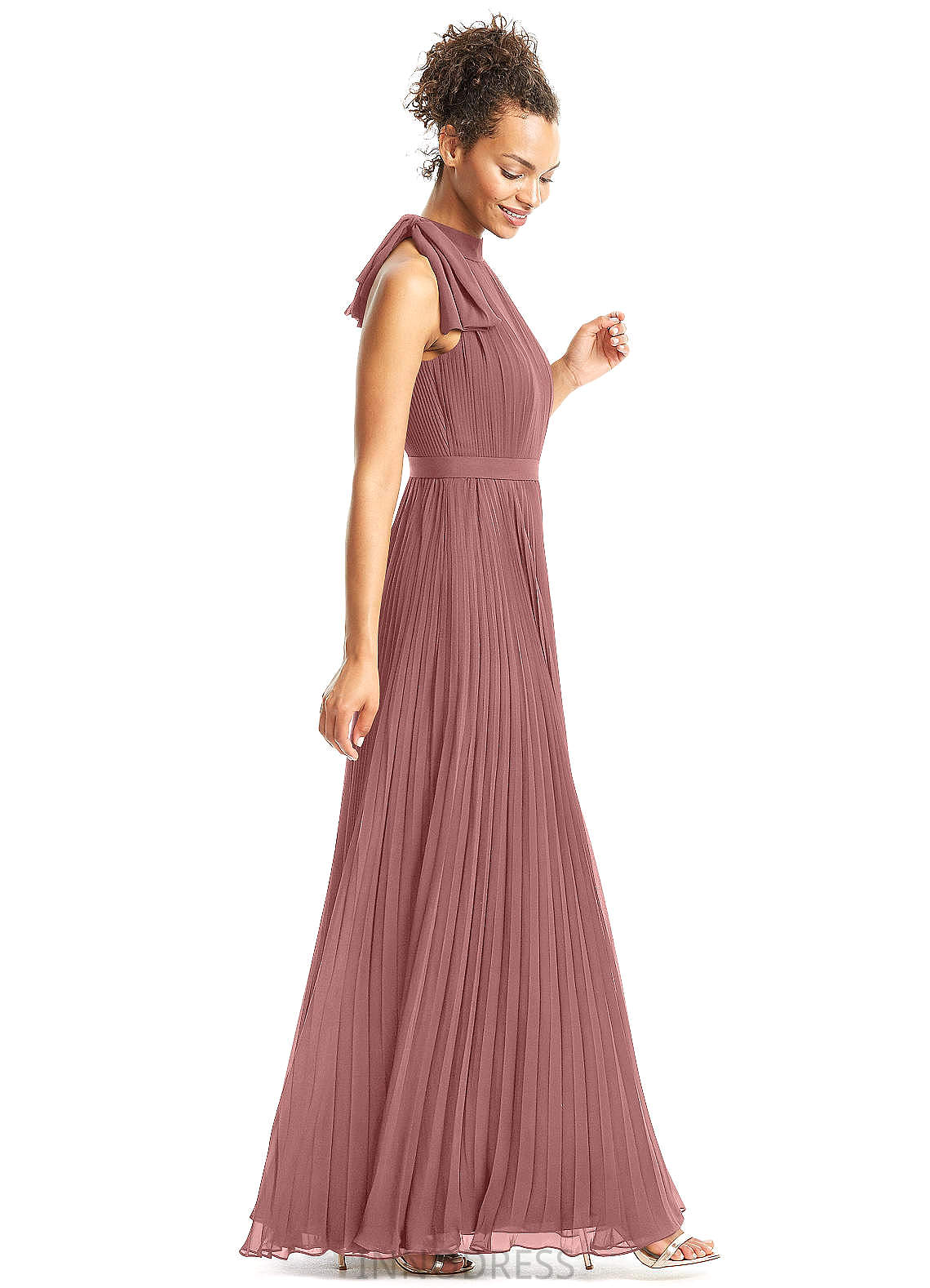 Campbell Sleeveless Natural Waist A-Line/Princess Floor Length V-Neck Bridesmaid Dresses