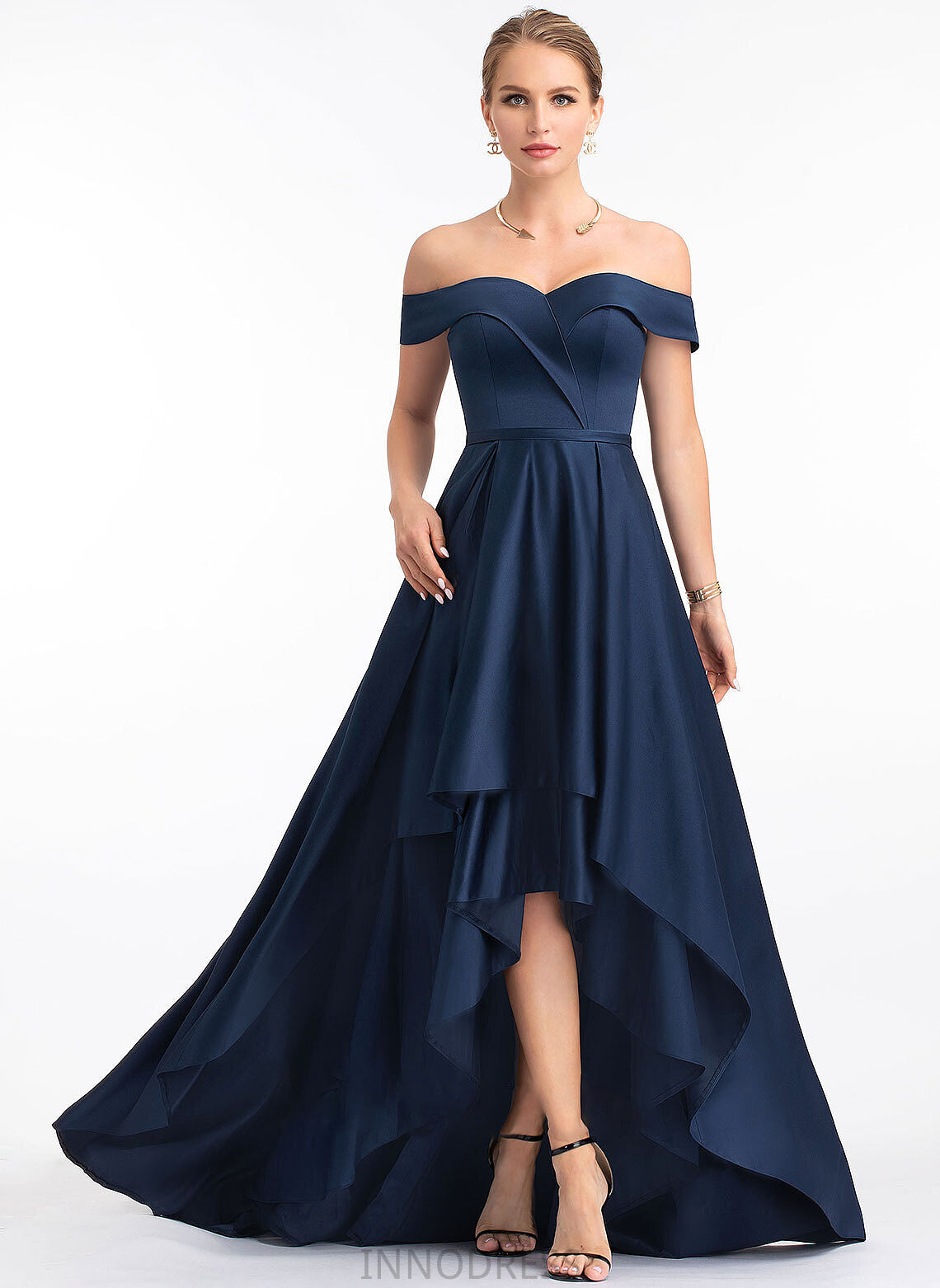 Asymmetrical Off-the-Shoulder Prom Dresses Satin Ball-Gown/Princess Lindsay