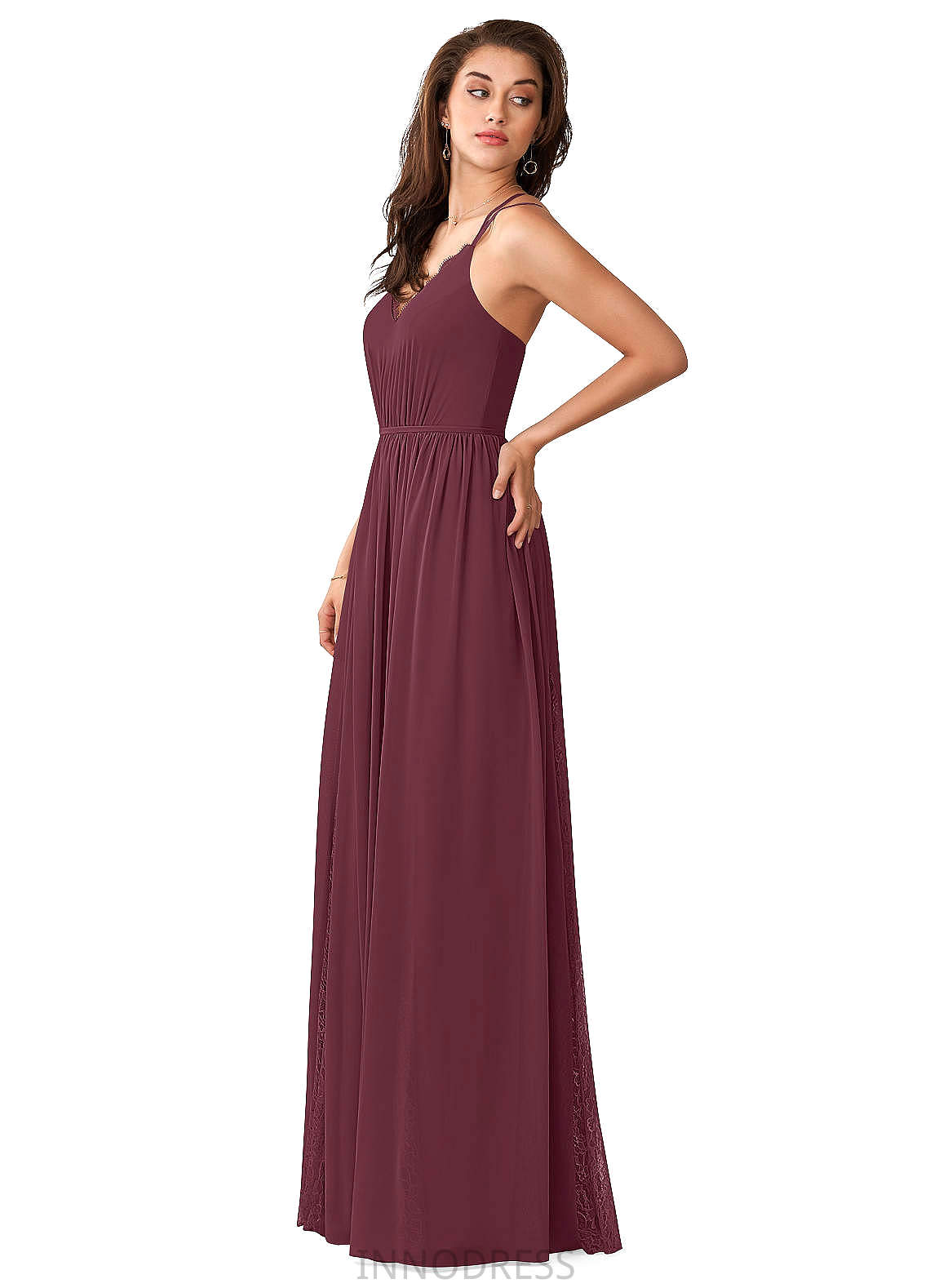 Carlie Velvet Floor Length Spaghetti Staps Trumpet/Mermaid Sleeveless Natural Waist Bridesmaid Dresses